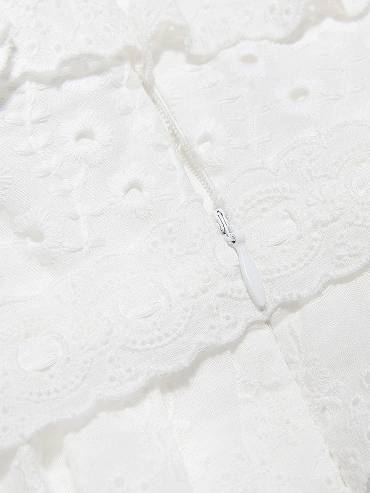 Cup Detail Layered Ruffle Eyelet Long Dress-Chicvia