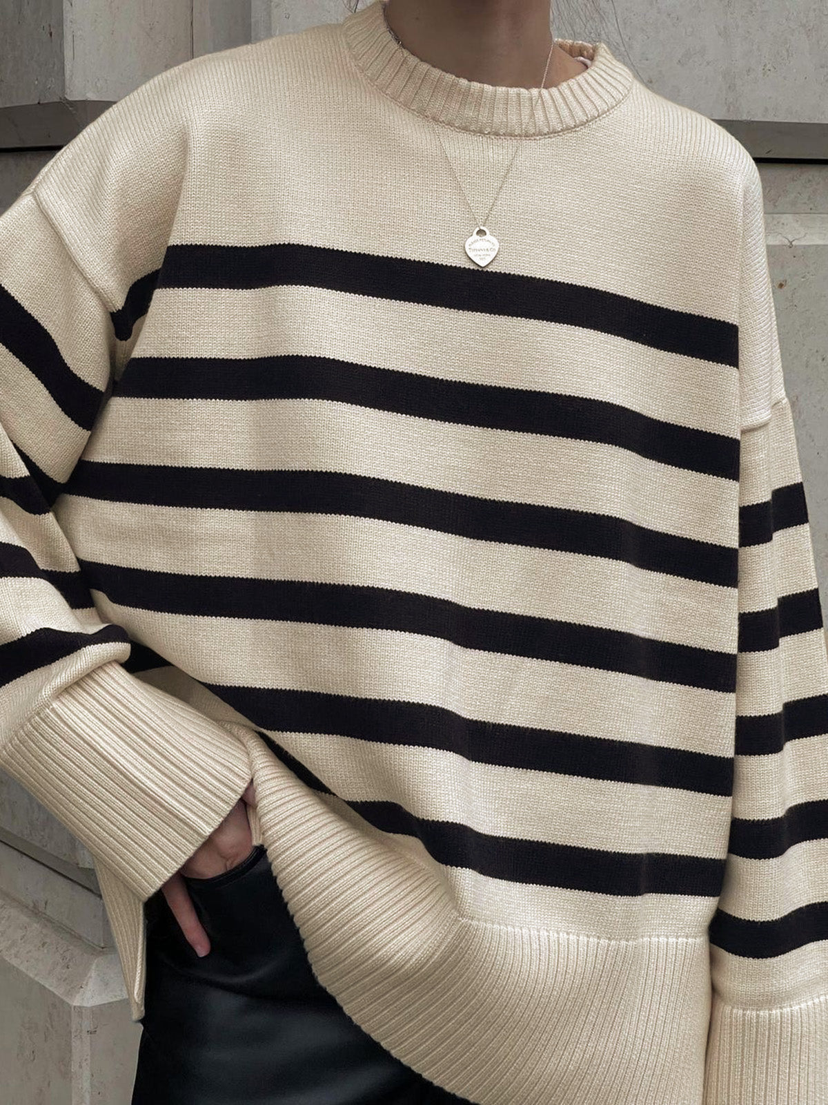 Parisian Stripe Sweater-Chicvia