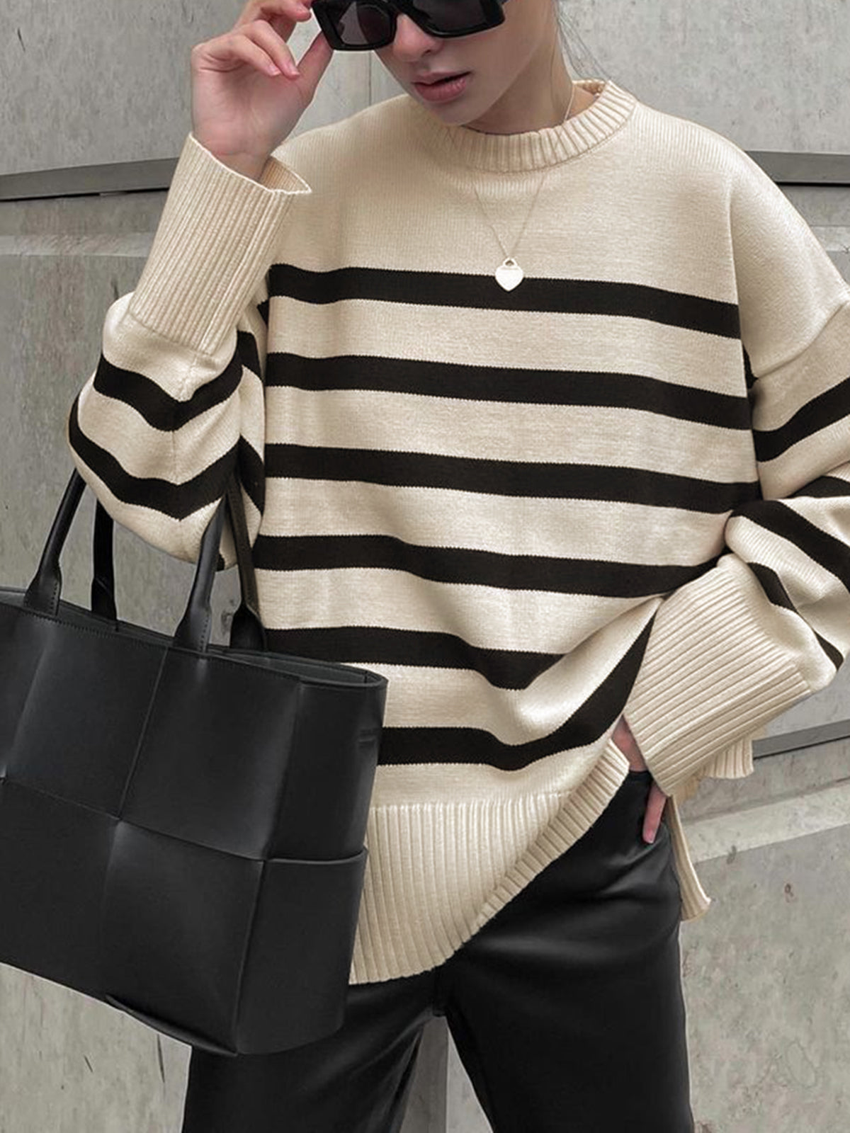 Parisian Stripe Sweater-Chicvia
