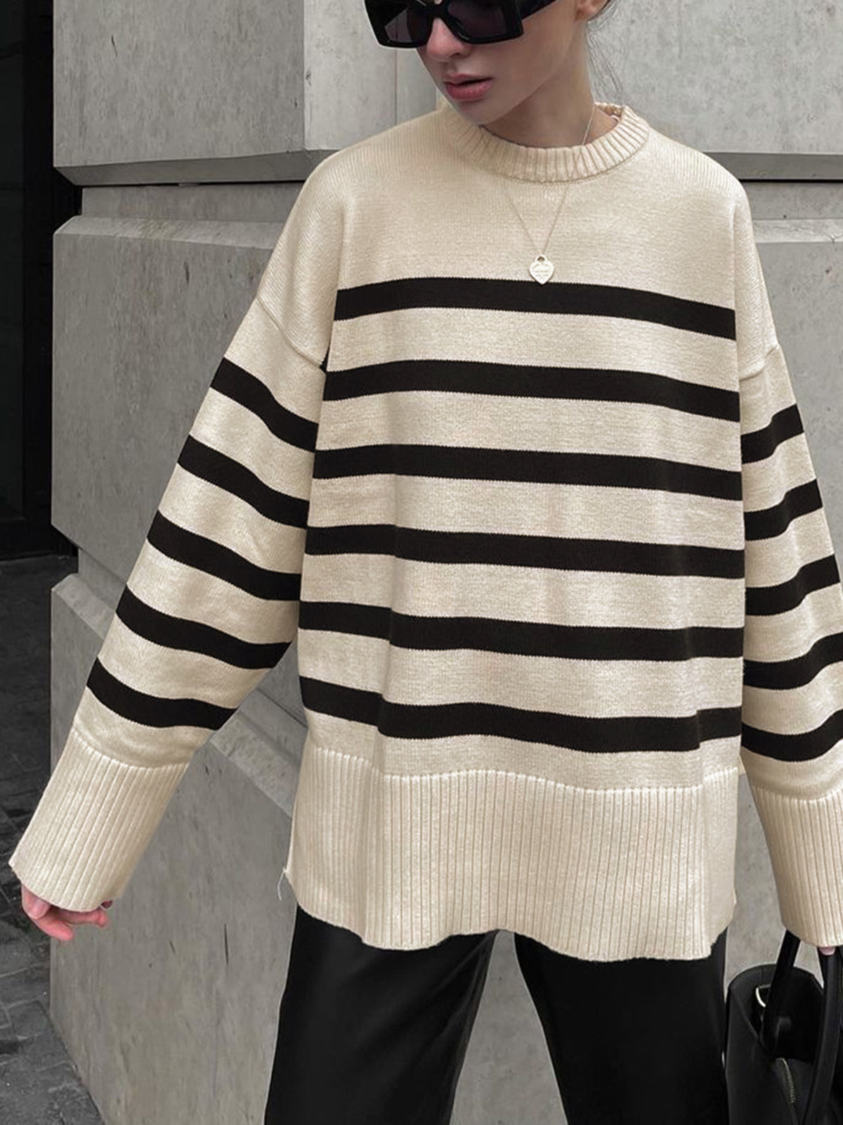 Parisian Stripe Sweater-Chicvia
