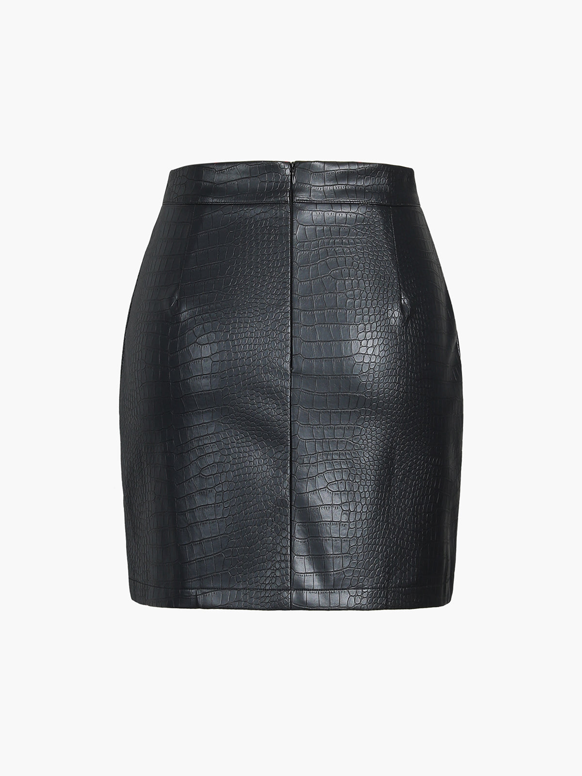 Faux Leather Textured Mini Skirt-Chicvia
