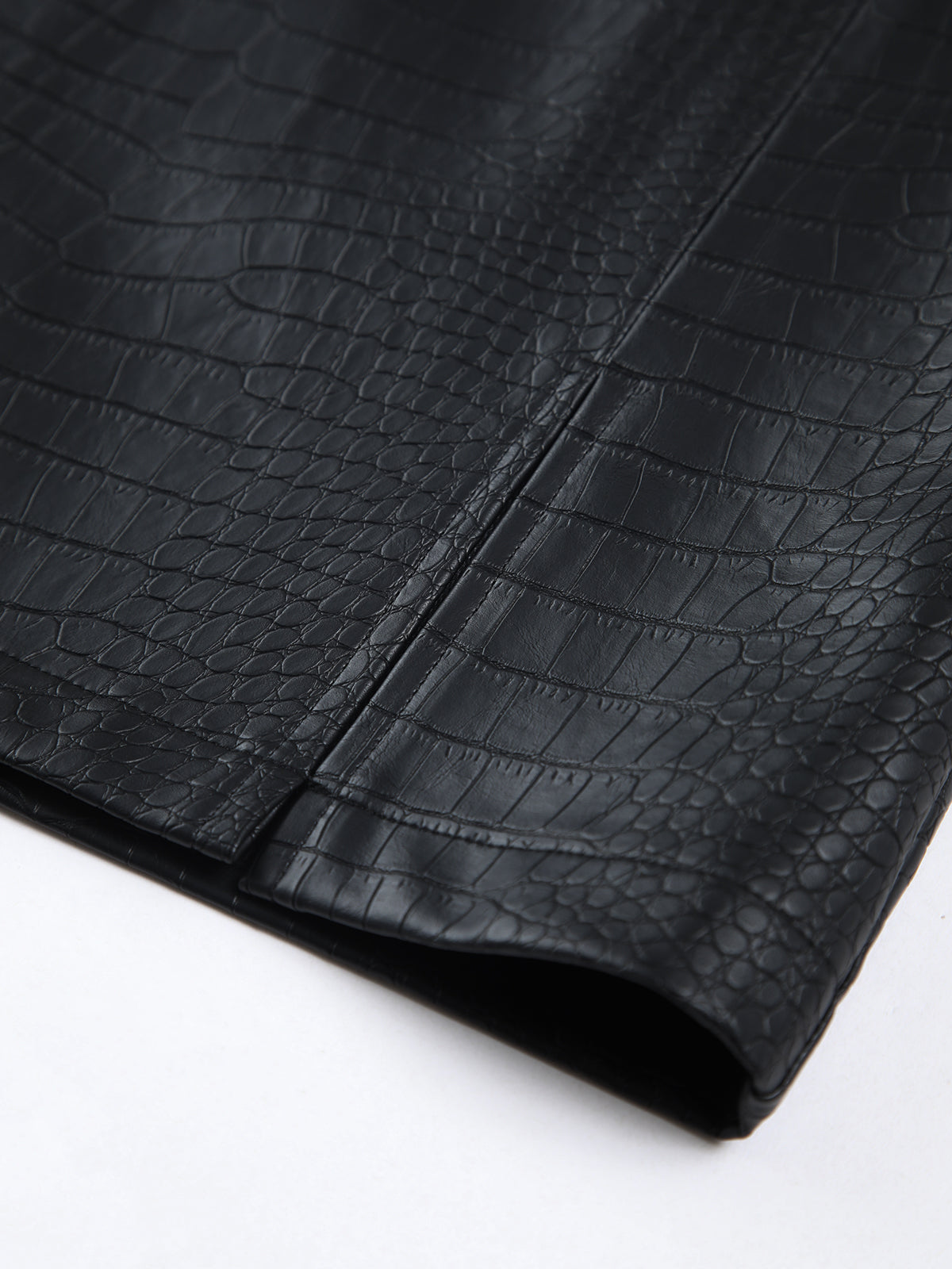 Faux Leather Textured Mini Skirt-Chicvia