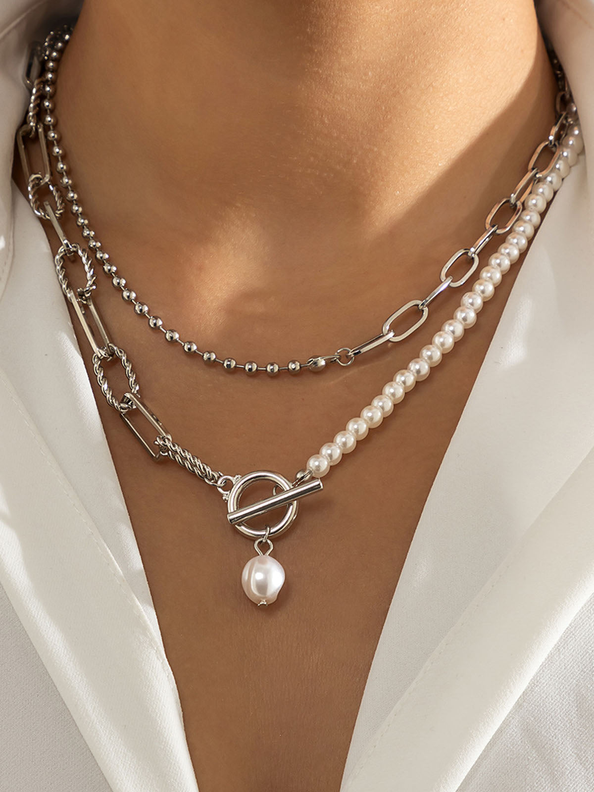 Pearl Saturn Necklace-Chicvia