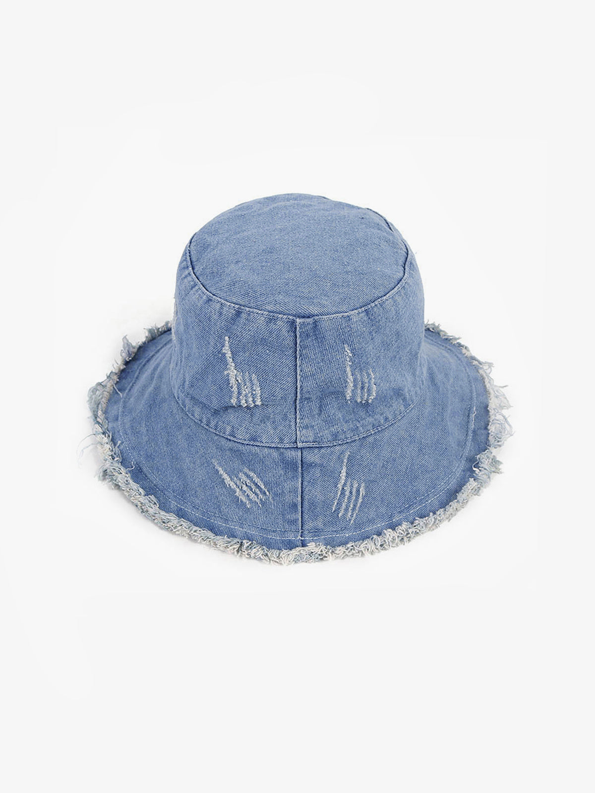 Denim Ripped Bucket Hat-Chicvia