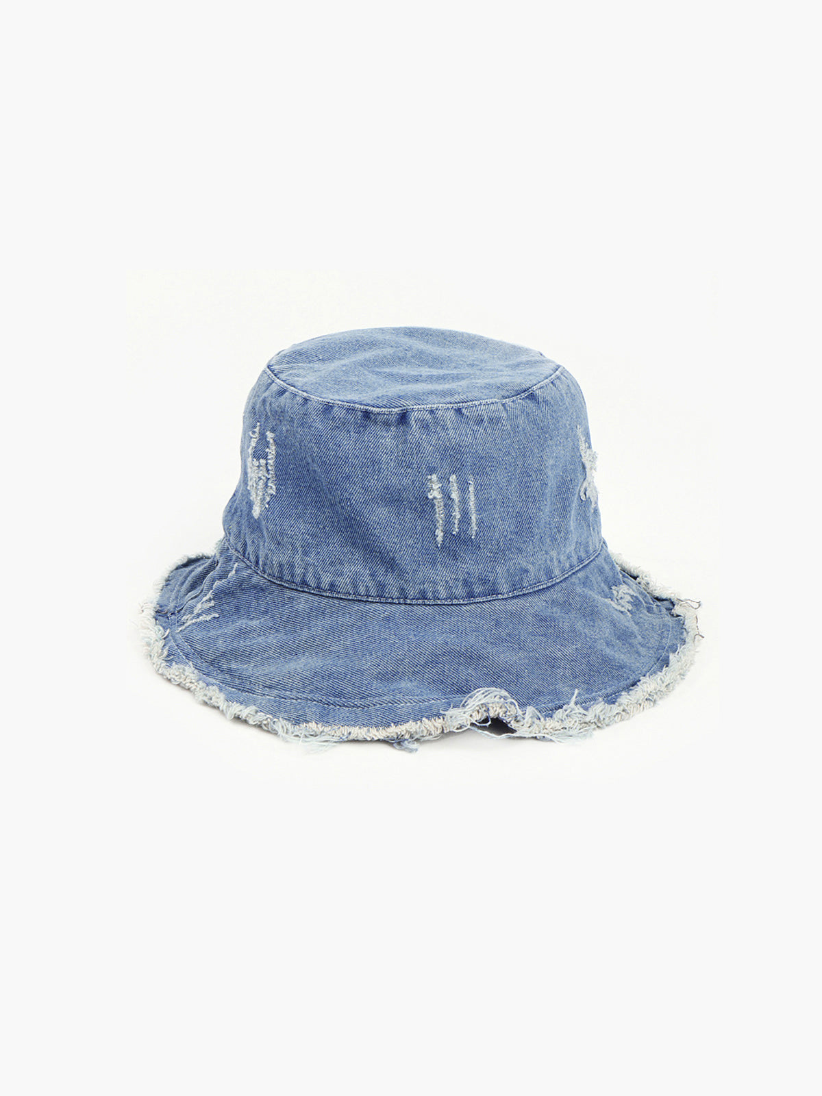 Denim Ripped Bucket Hat-Chicvia