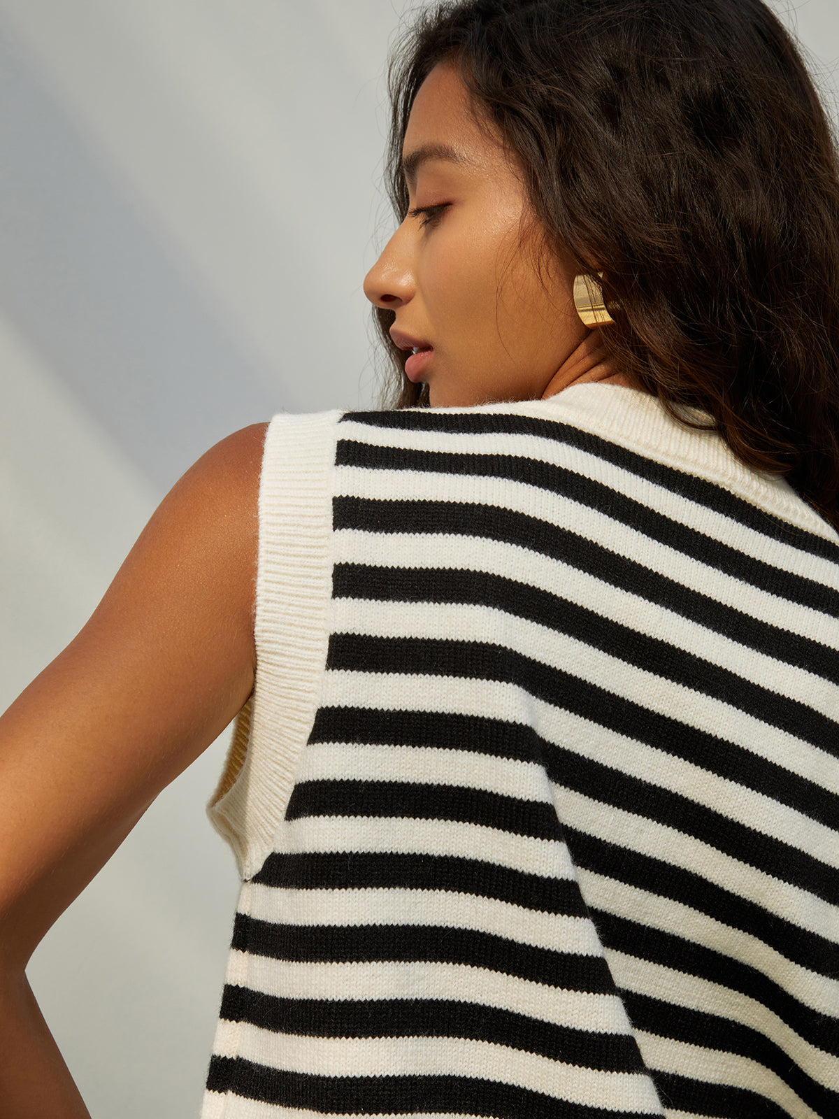Essential Stripe Sweater Vest-Chicvia
