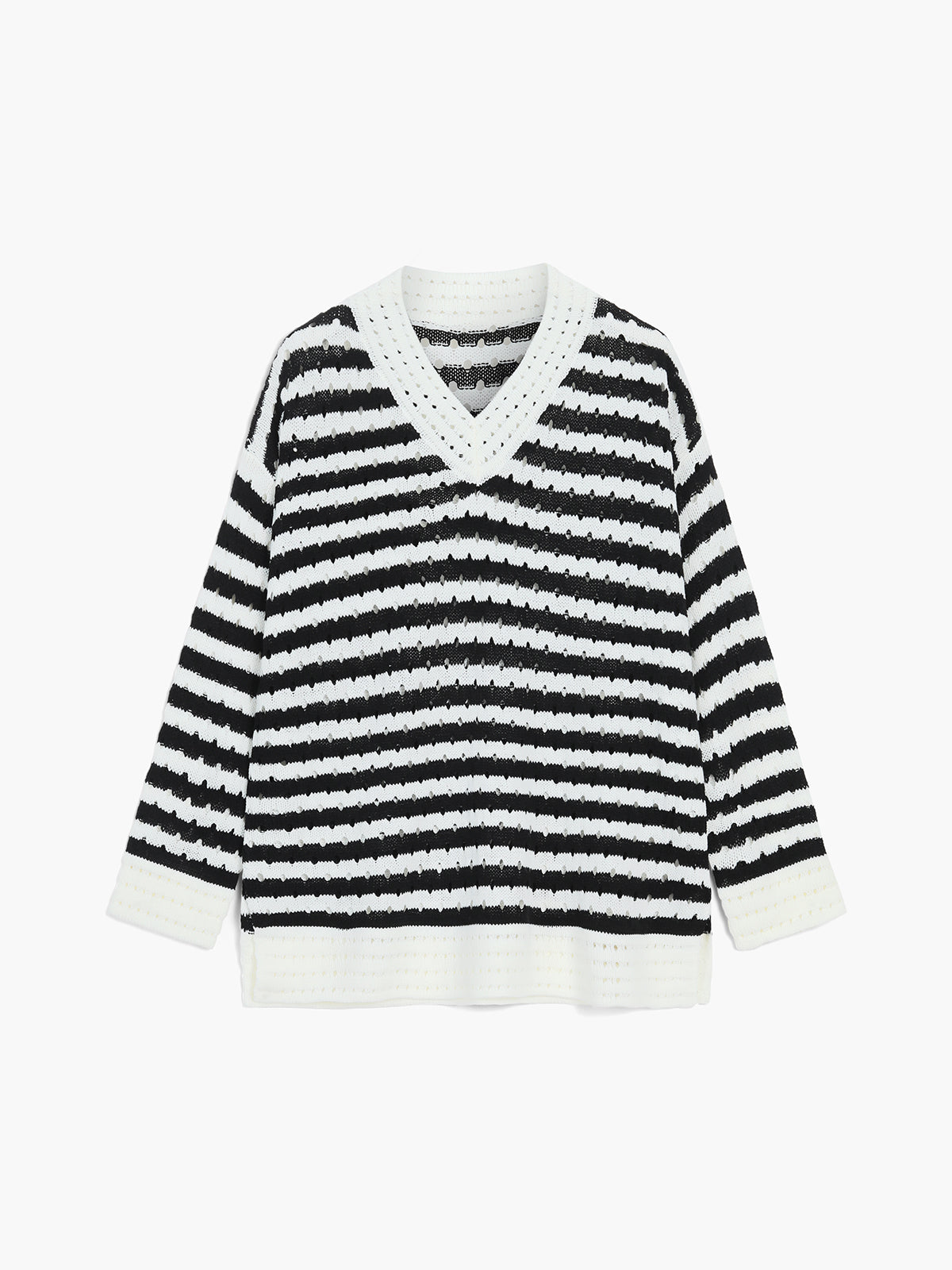 Oversized Seawave Stripe Sweater-Chicvia