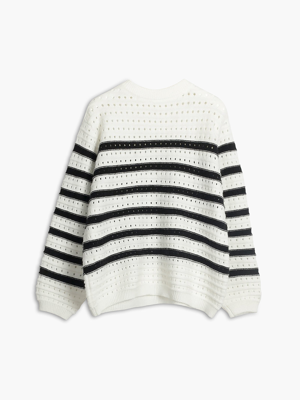 Know Your Worth Eyelet Stripe Sweater-Chicvia