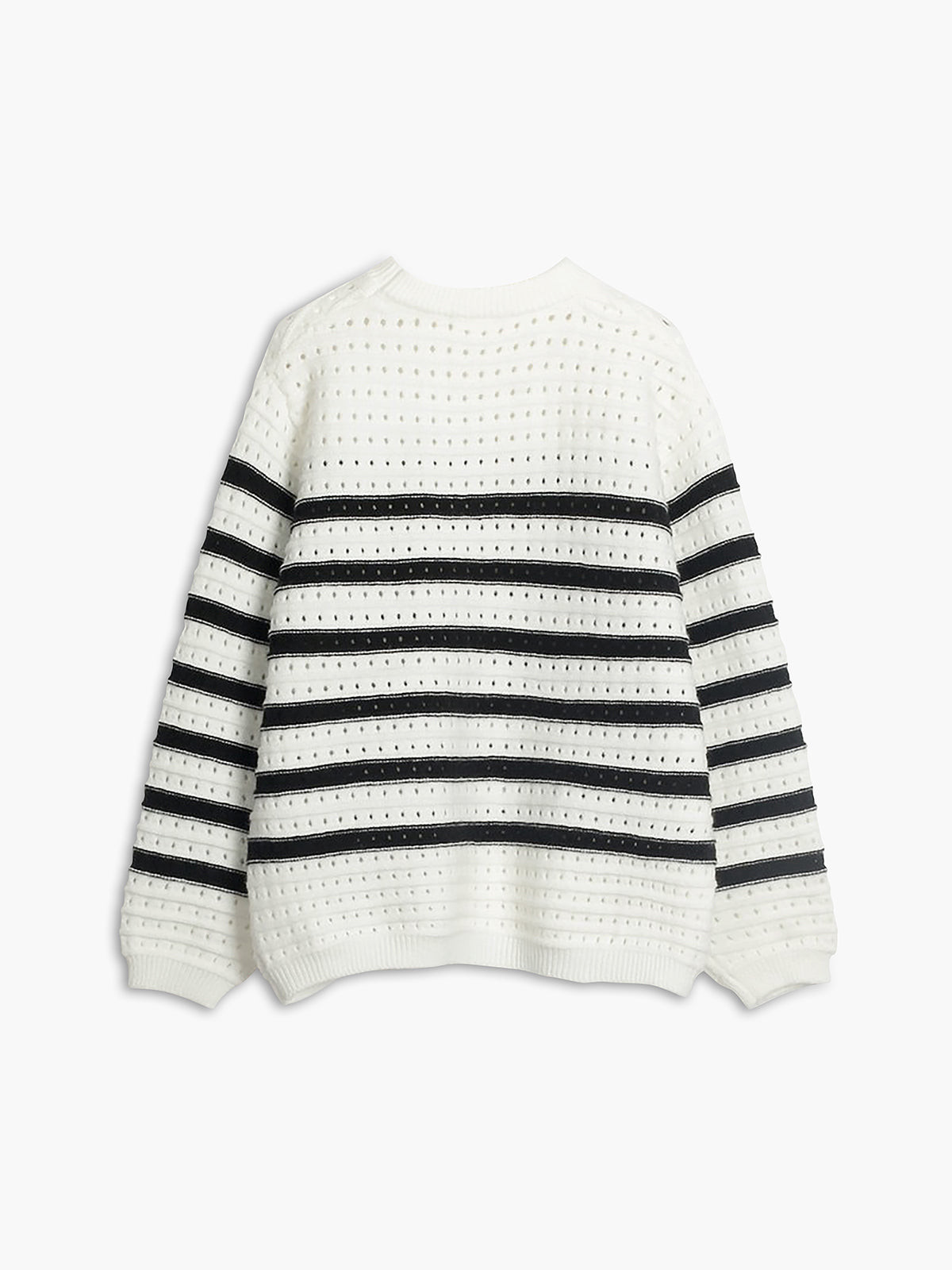 Know Your Worth Eyelet Stripe Sweater-Chicvia