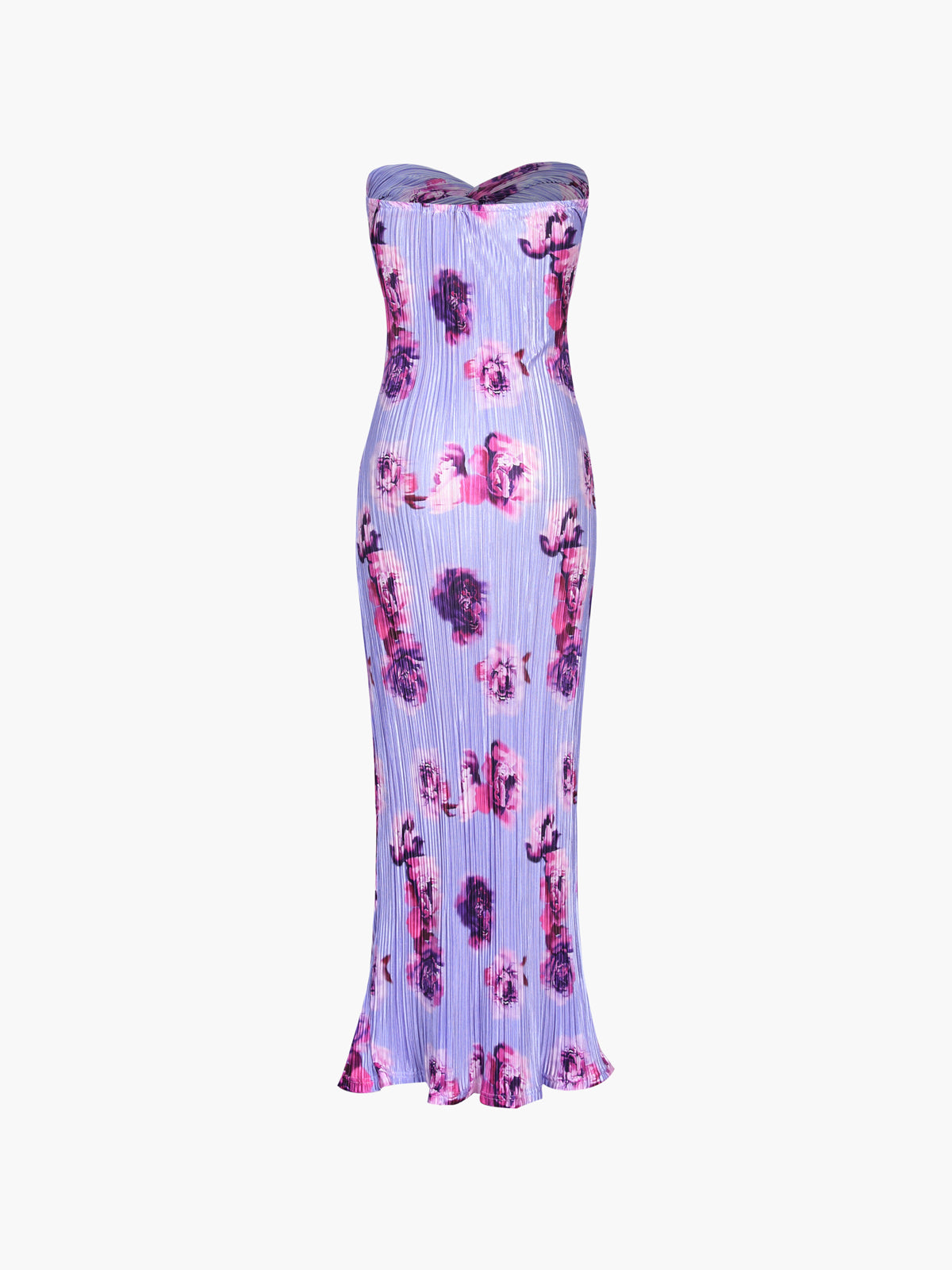 Floral Plisse Twist Tube Long Dress-Chicvia