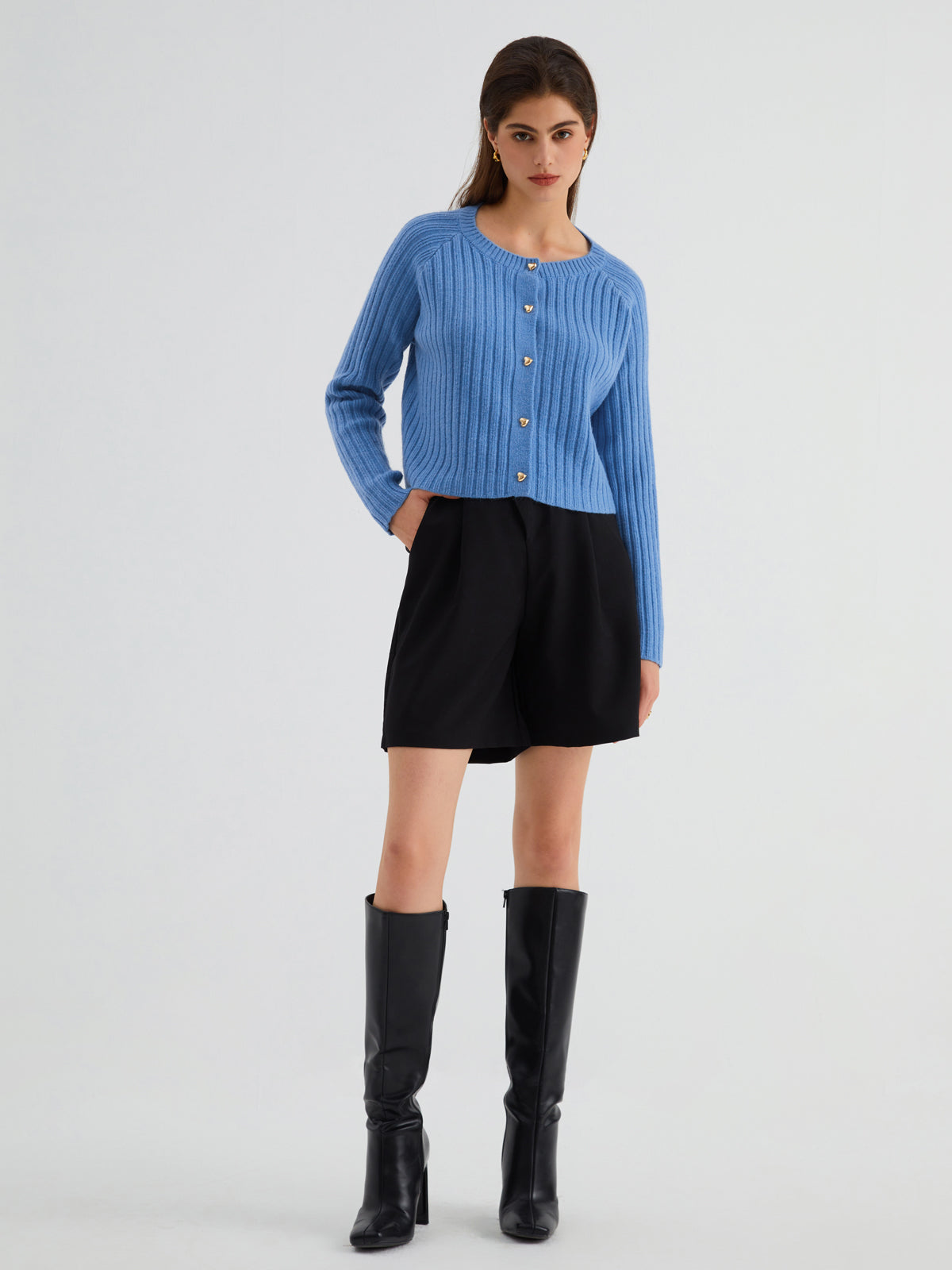 Clear Skies Await Rib Cardigan-Chicvia