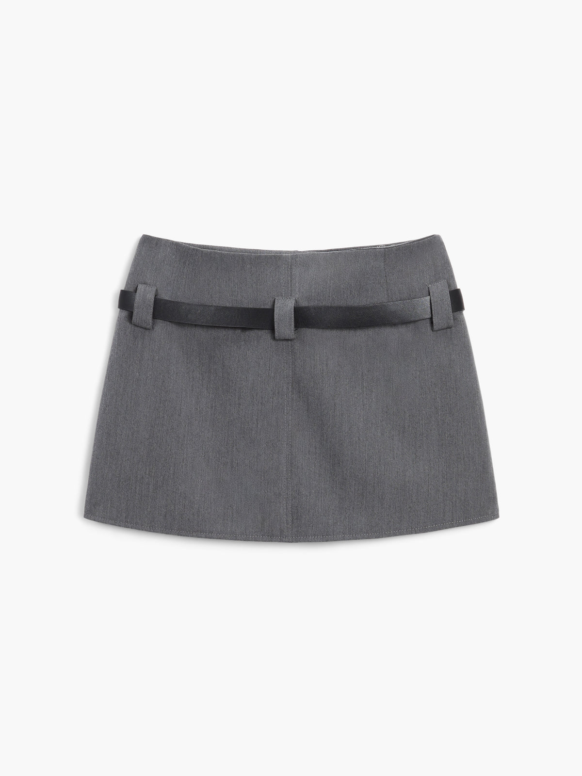 Modern Academia Belted Zippered Mini Skirt-Chicvia