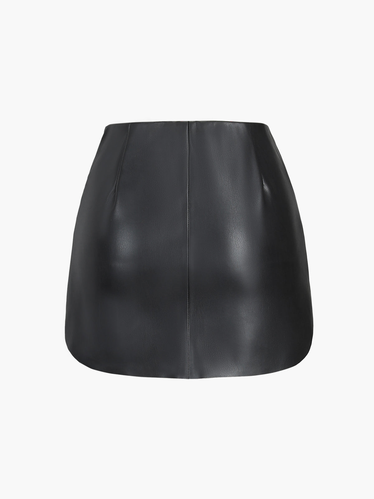 Faux Leather Zippered Mini Skirt-Chicvia