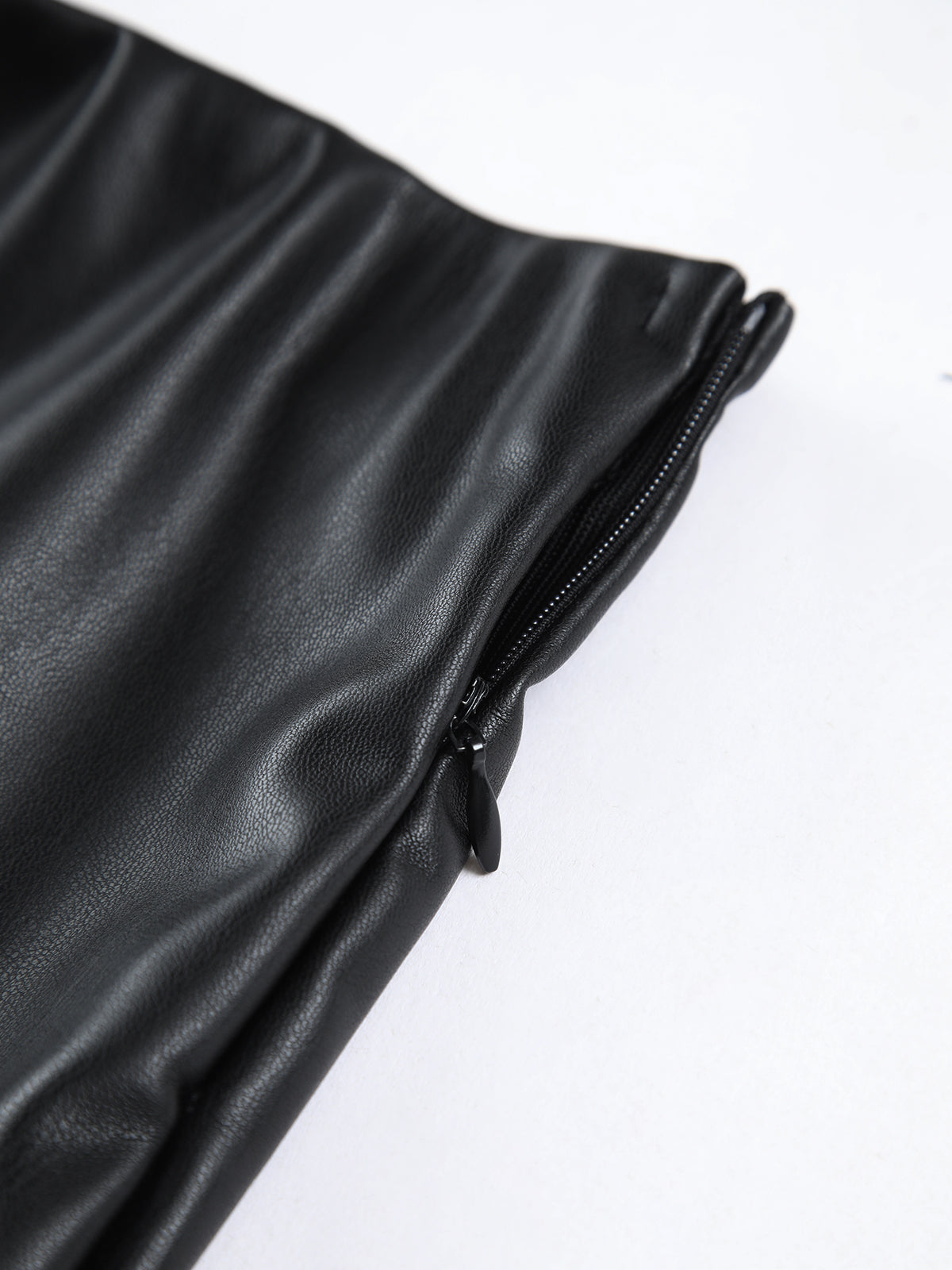Faux Leather Zippered Mini Skirt-Chicvia