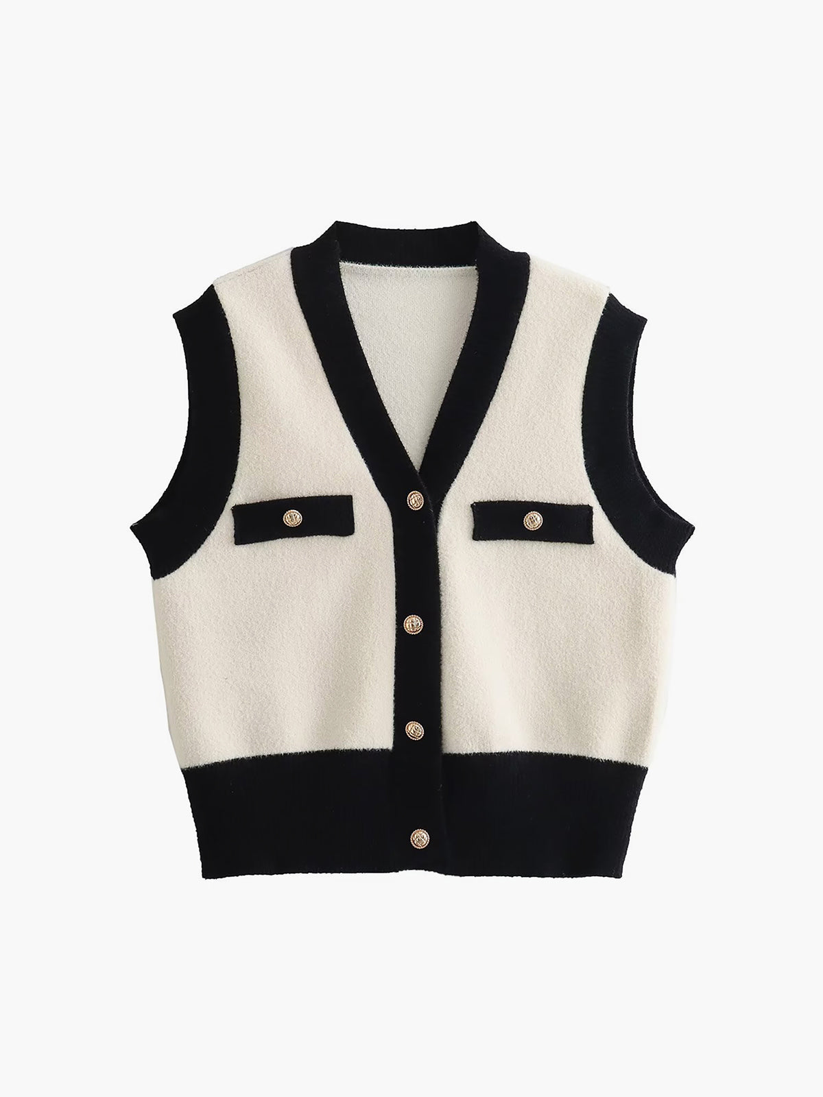 Into You Contrast Trim Sweater Vest-Chicvia