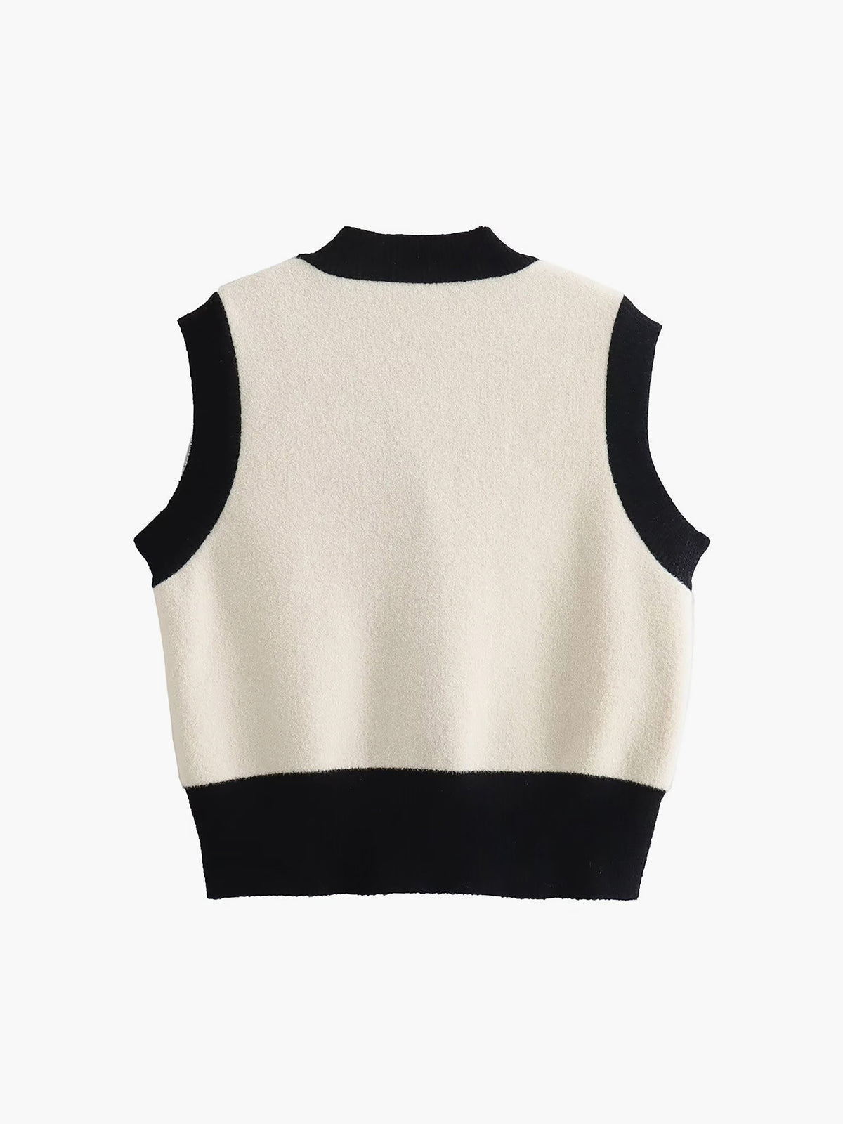Into You Contrast Trim Sweater Vest-Chicvia