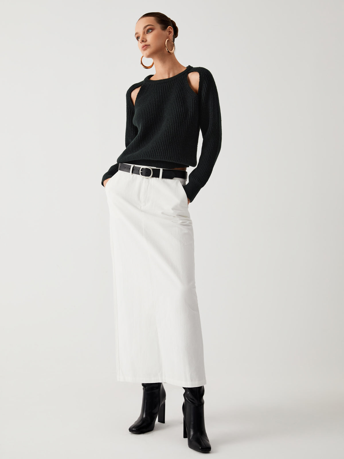 Keep Me Close Cutout Sweater-Chicvia