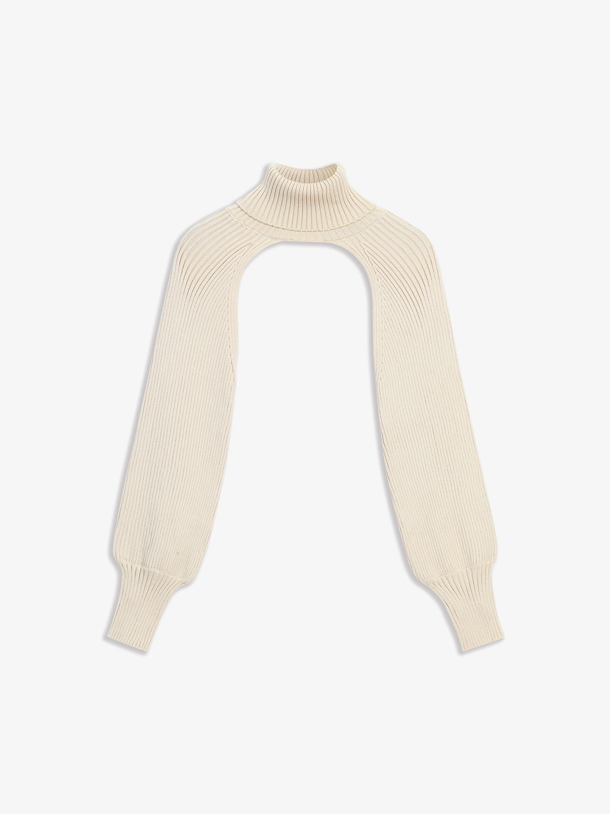 Cream Turtleneck Halter Bolero-Chicvia