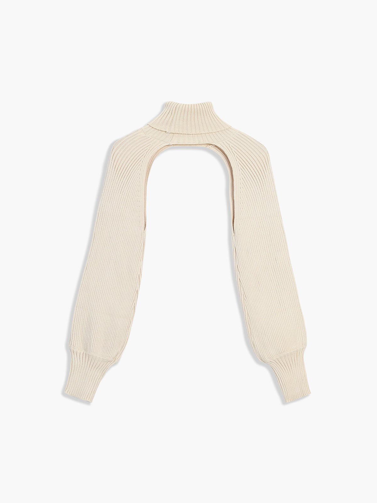Cream Turtleneck Halter Bolero-Chicvia