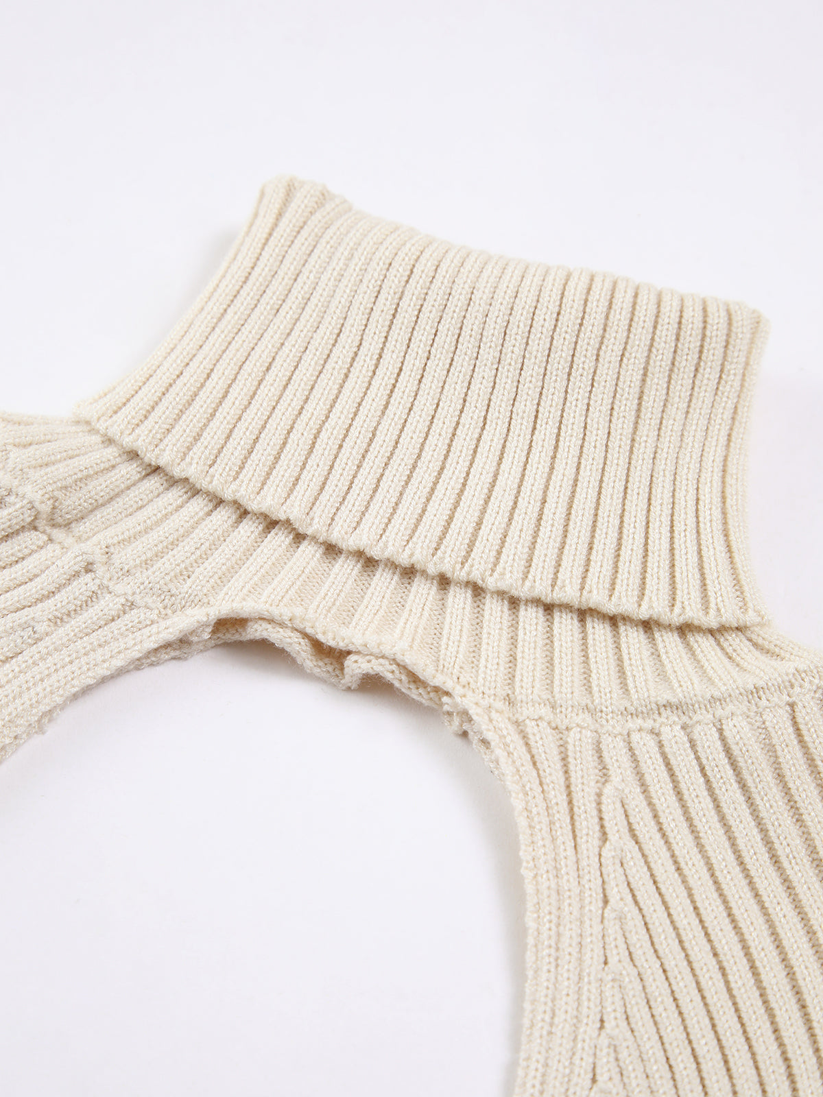 Cream Turtleneck Halter Bolero-Chicvia