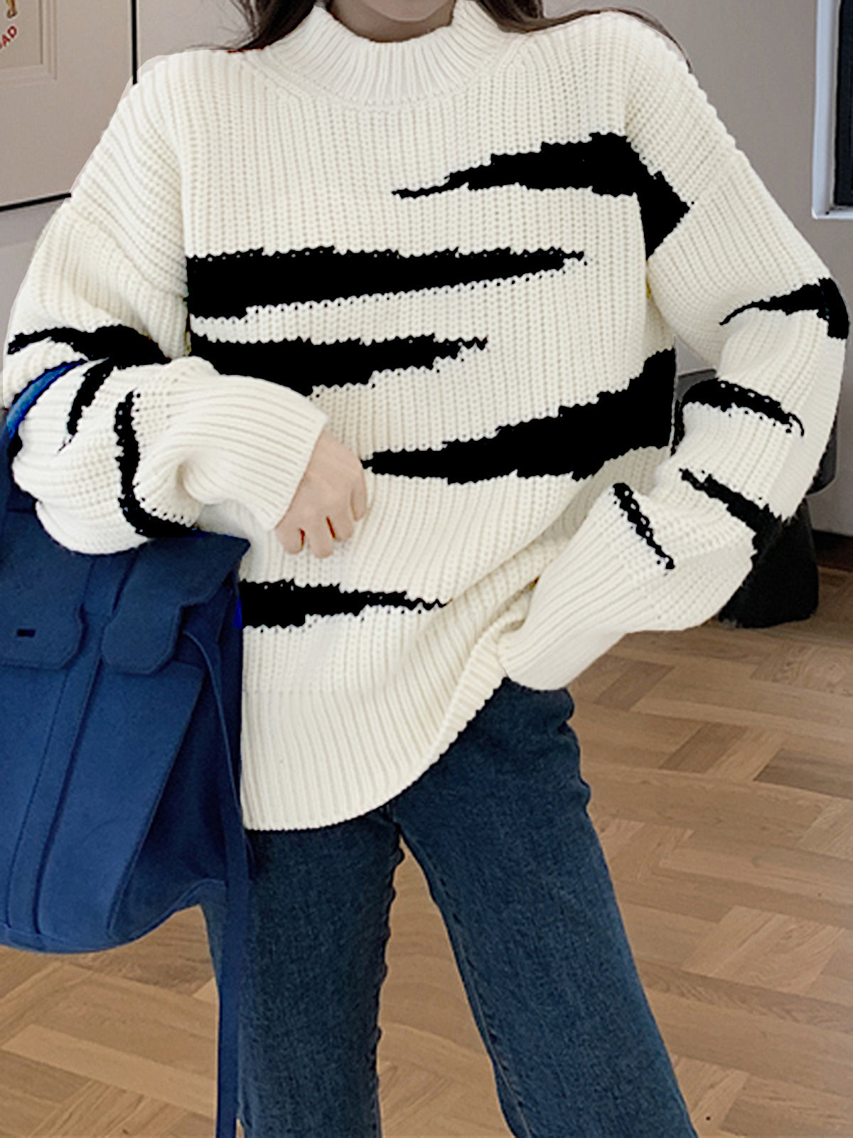 Mountains In Clouds Oversized Sweater-Chicvia