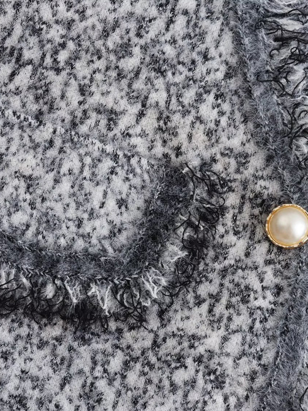 Old Money Aesthetics Raw Hem Tweed Cardigan-Chicvia