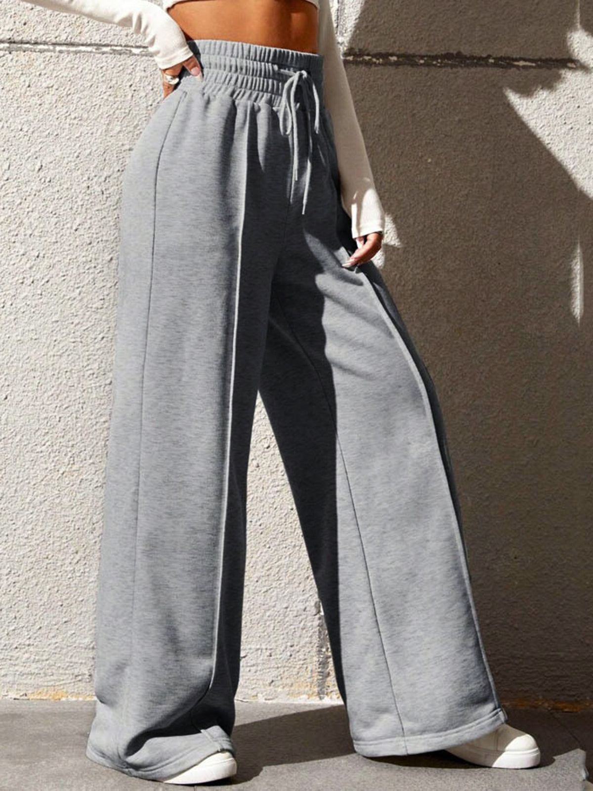 City Walk Wide Leg Sweatpants-Chicvia