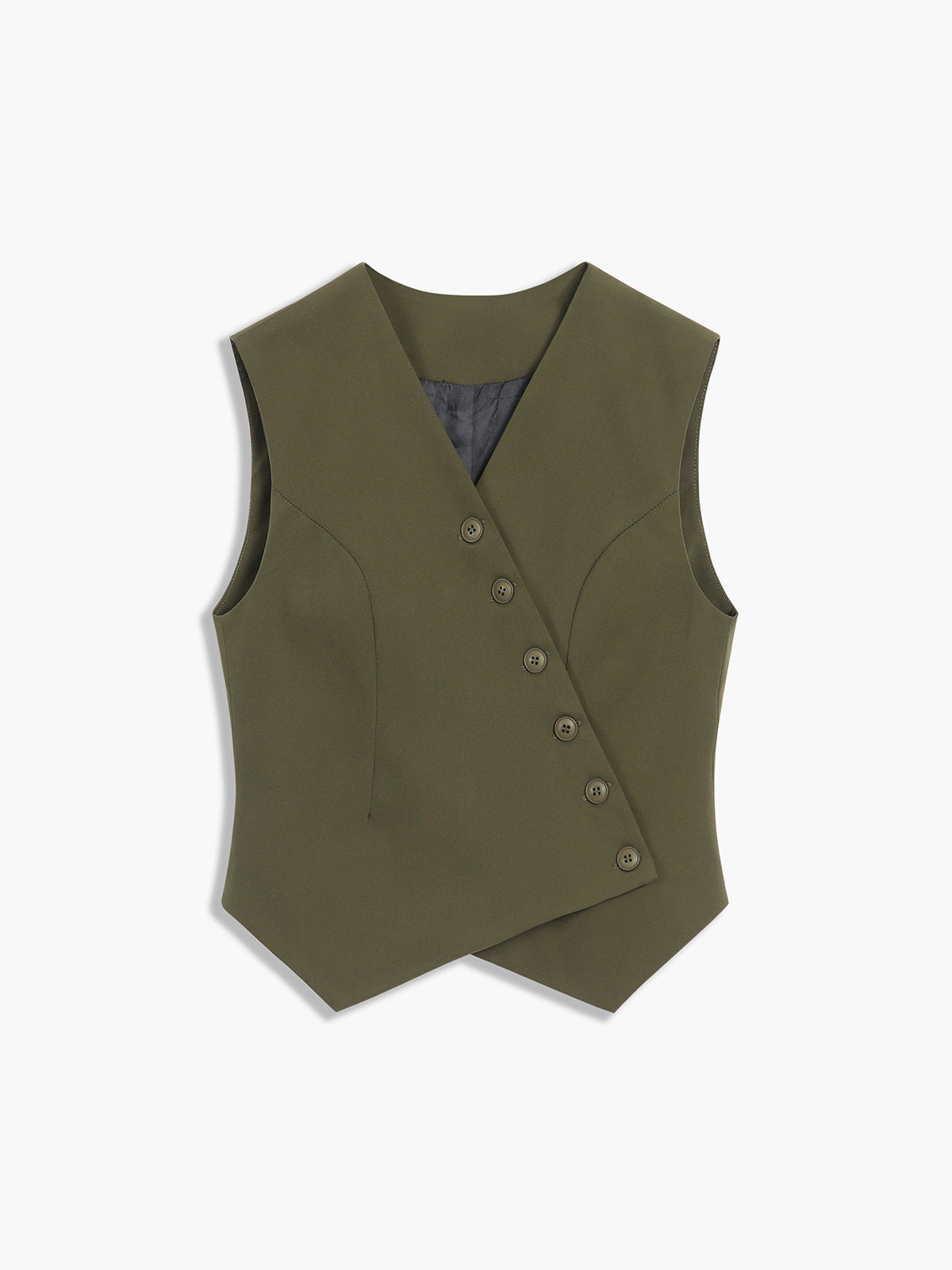 Made For You Asymmetric Buttoned Vest-Chicvia
