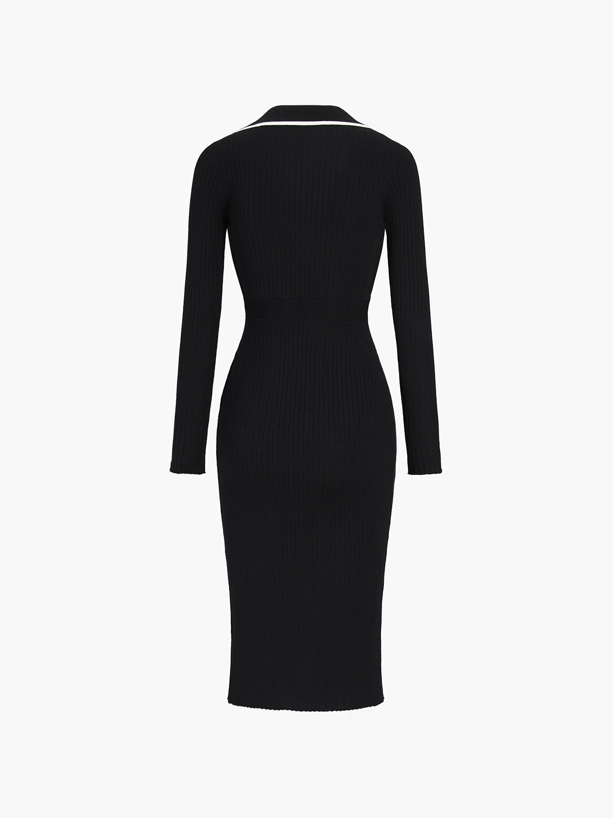 Contrast Trim Wrap Midi Knit Dress-Chicvia