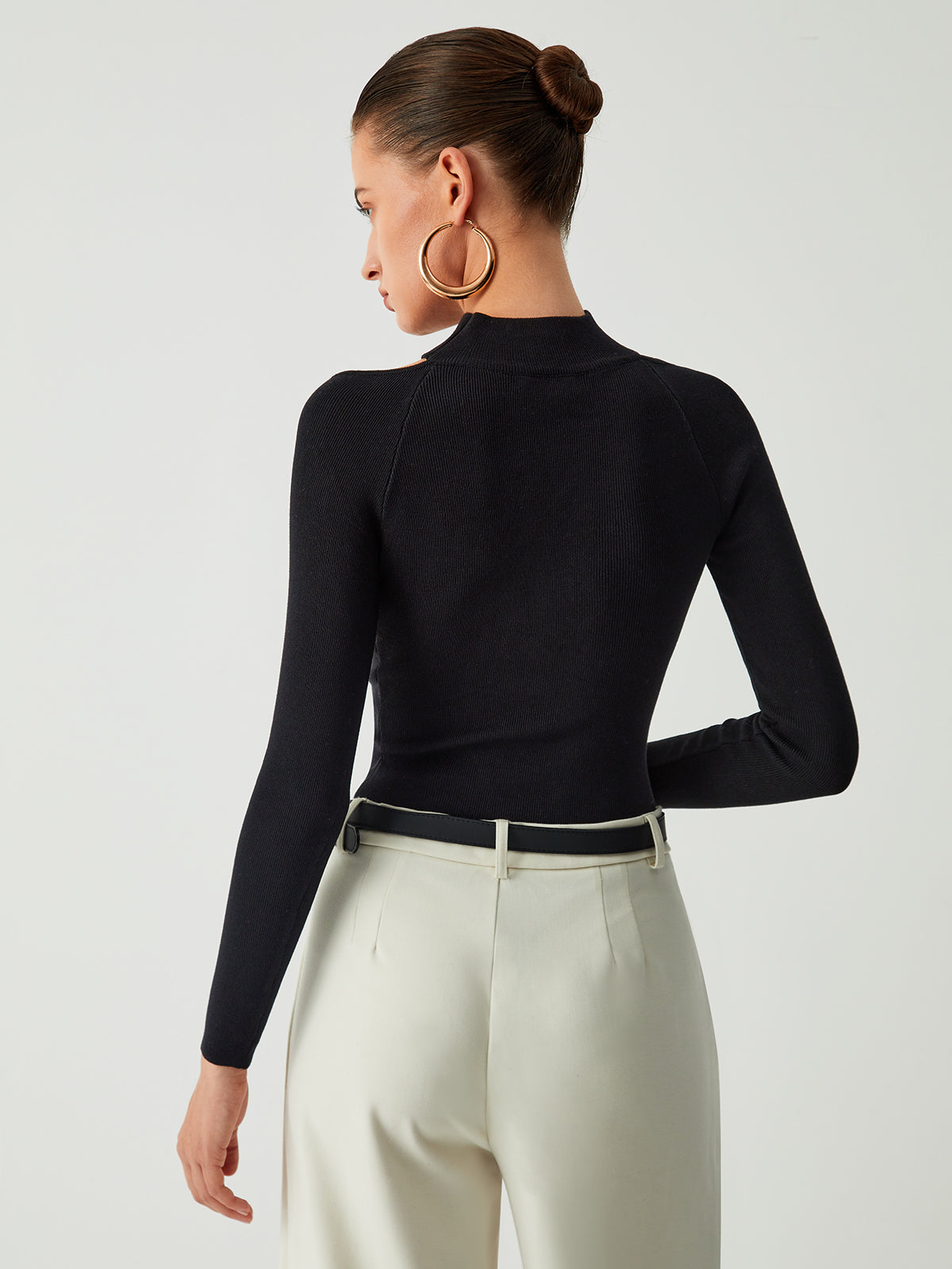 Leisure Halter Long Sleeve Bodysuit-Chicvia