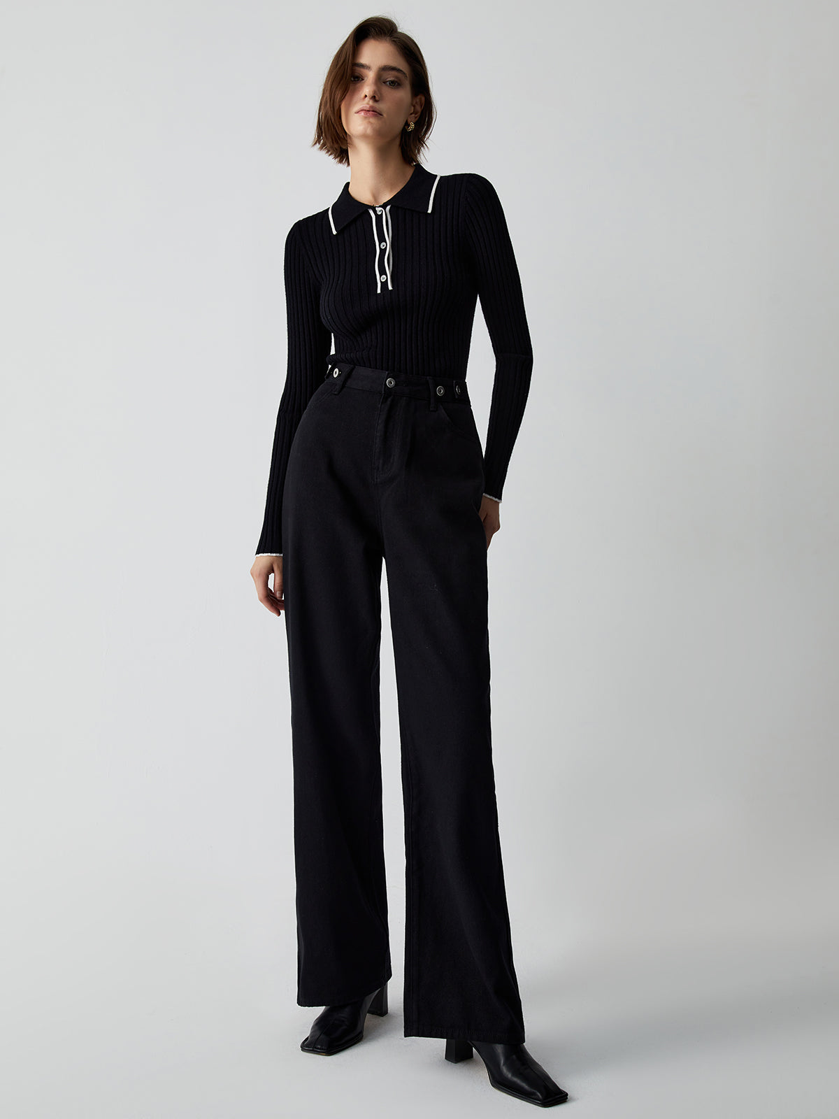 Old Money Aesthetics Polo Knit Top-Chicvia