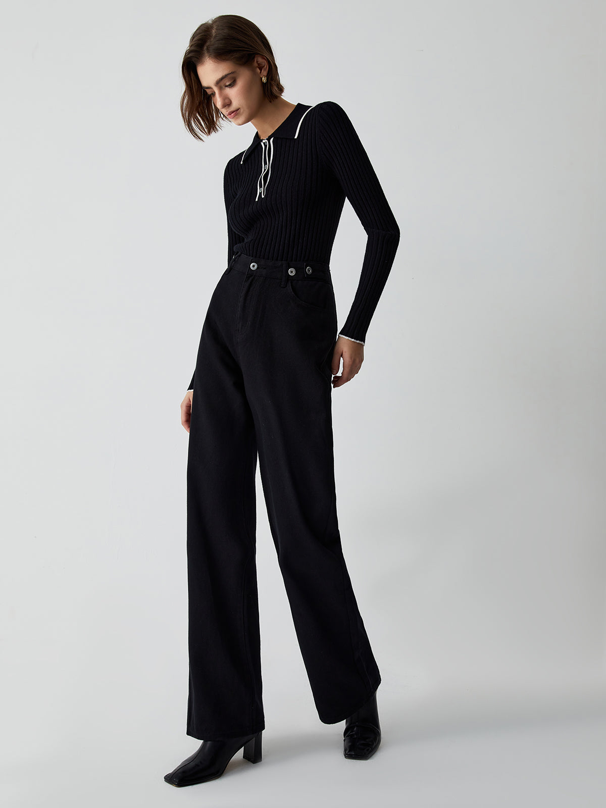 Old Money Aesthetics Polo Knit Top-Chicvia