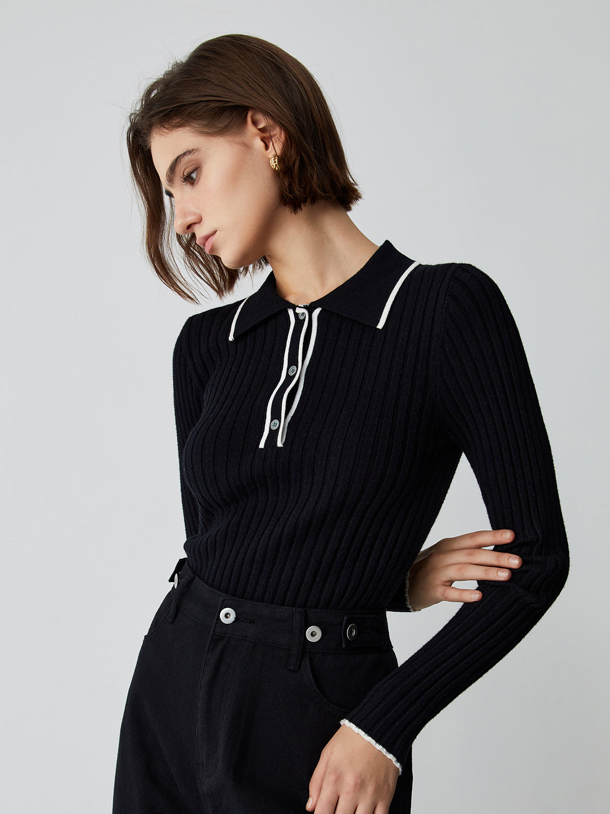 Old Money Aesthetics Polo Knit Top-Chicvia