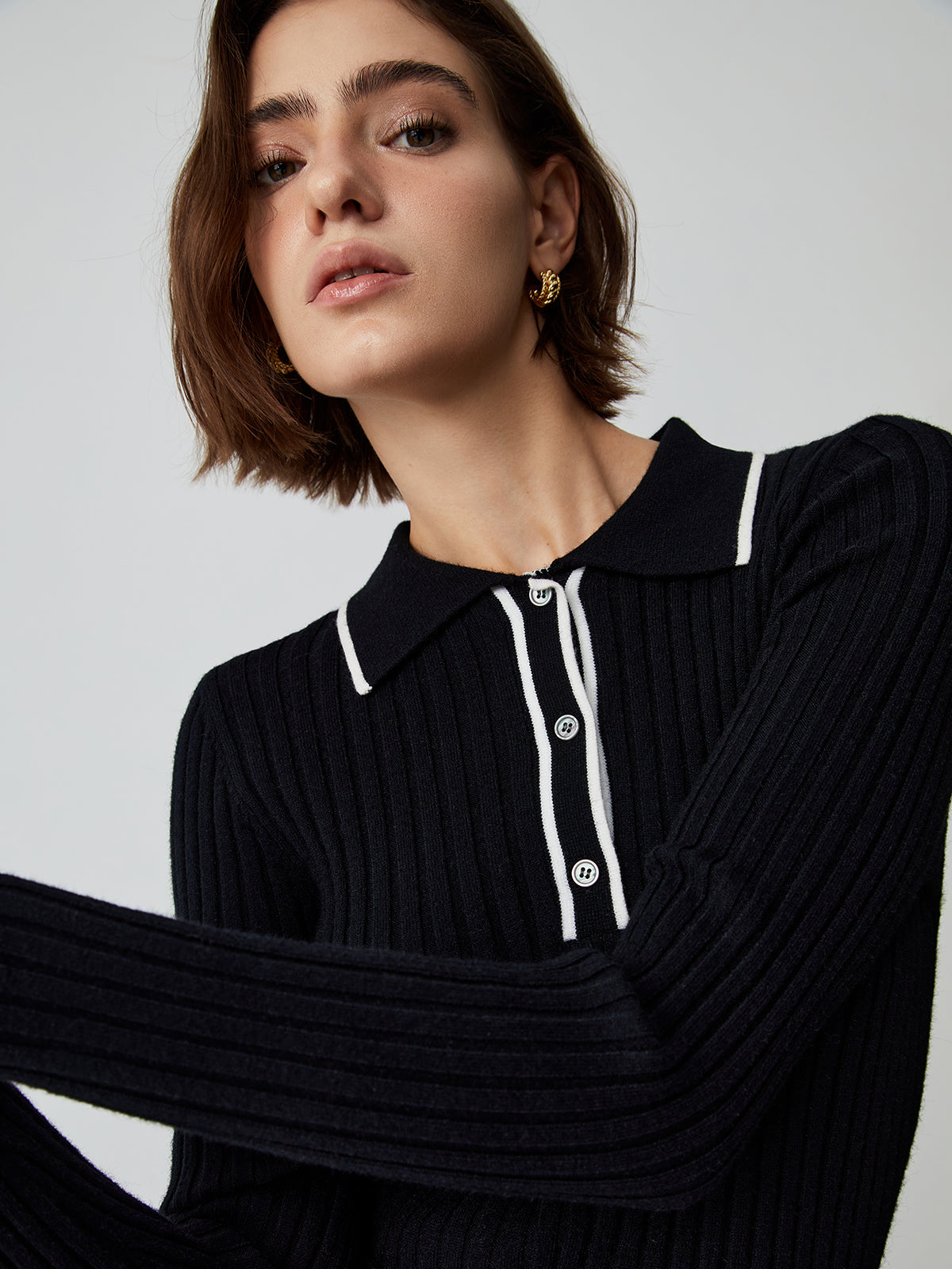 Old Money Aesthetics Polo Knit Top-Chicvia