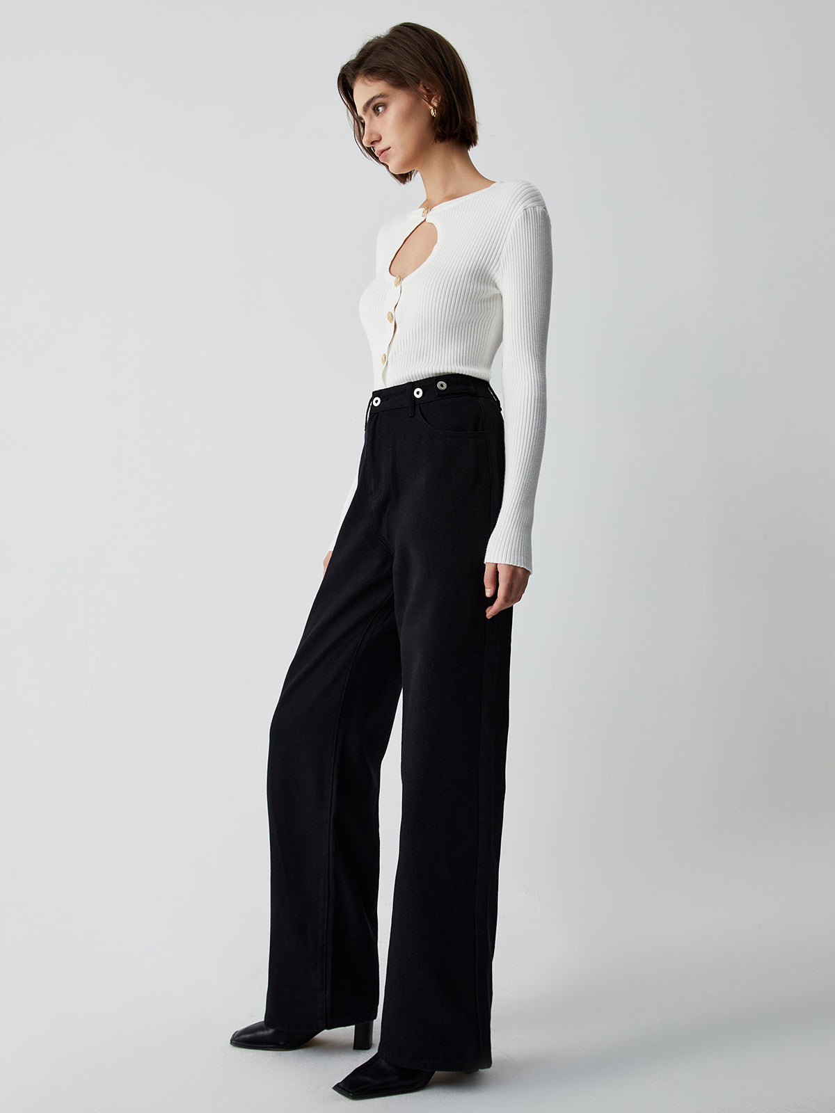 Effortless Keyhole Long Sleeve Knit Top-Chicvia