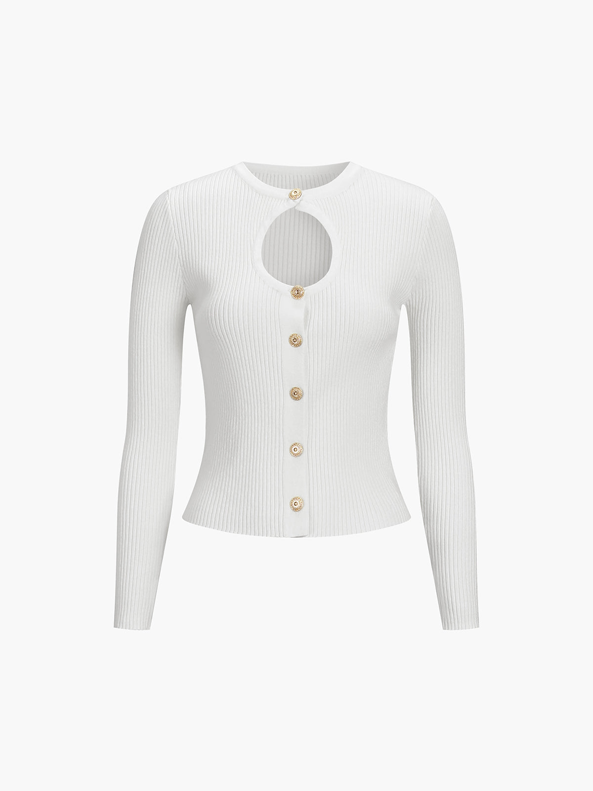 Effortless Keyhole Long Sleeve Knit Top-Chicvia