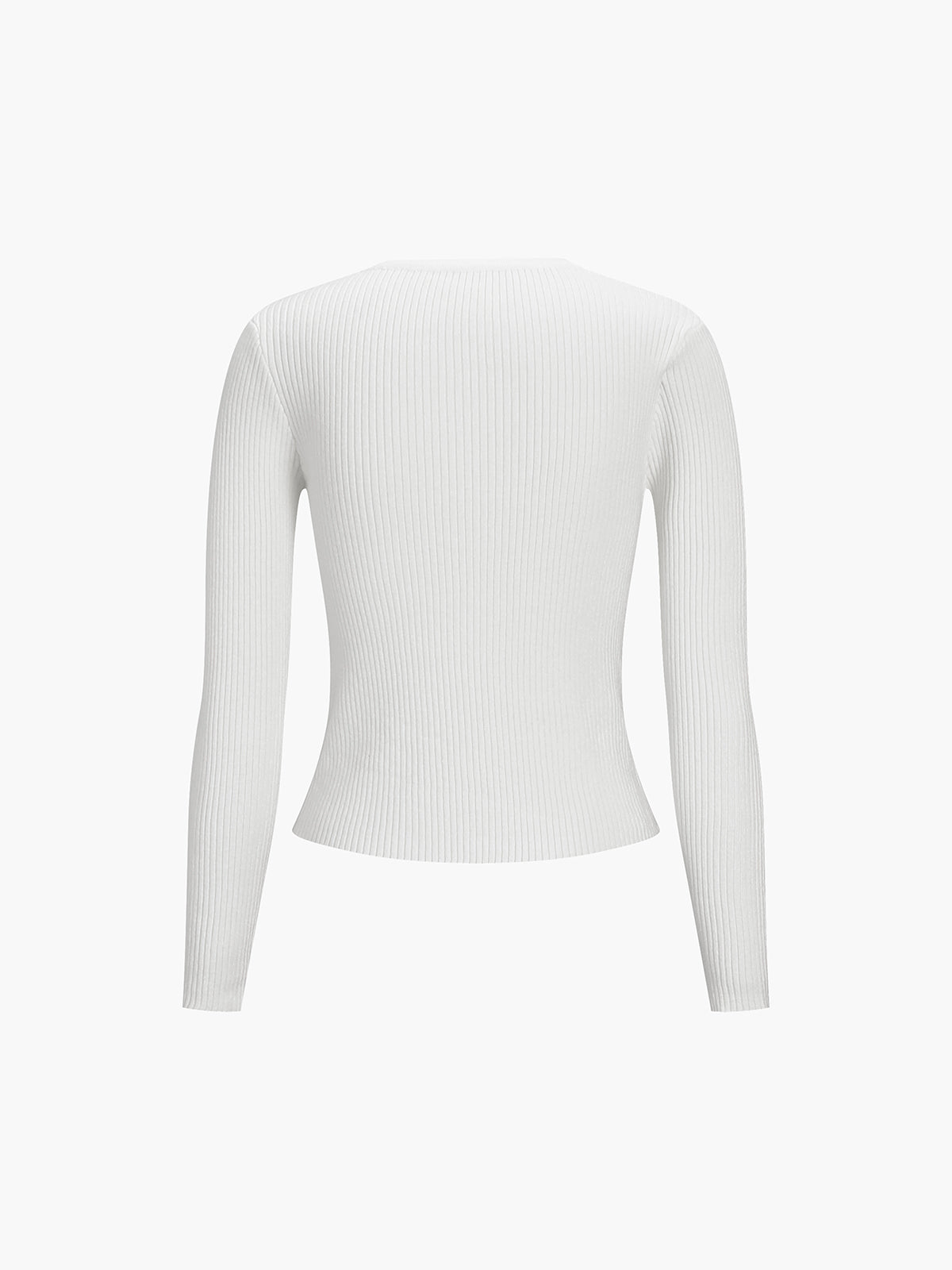 Effortless Keyhole Long Sleeve Knit Top-Chicvia