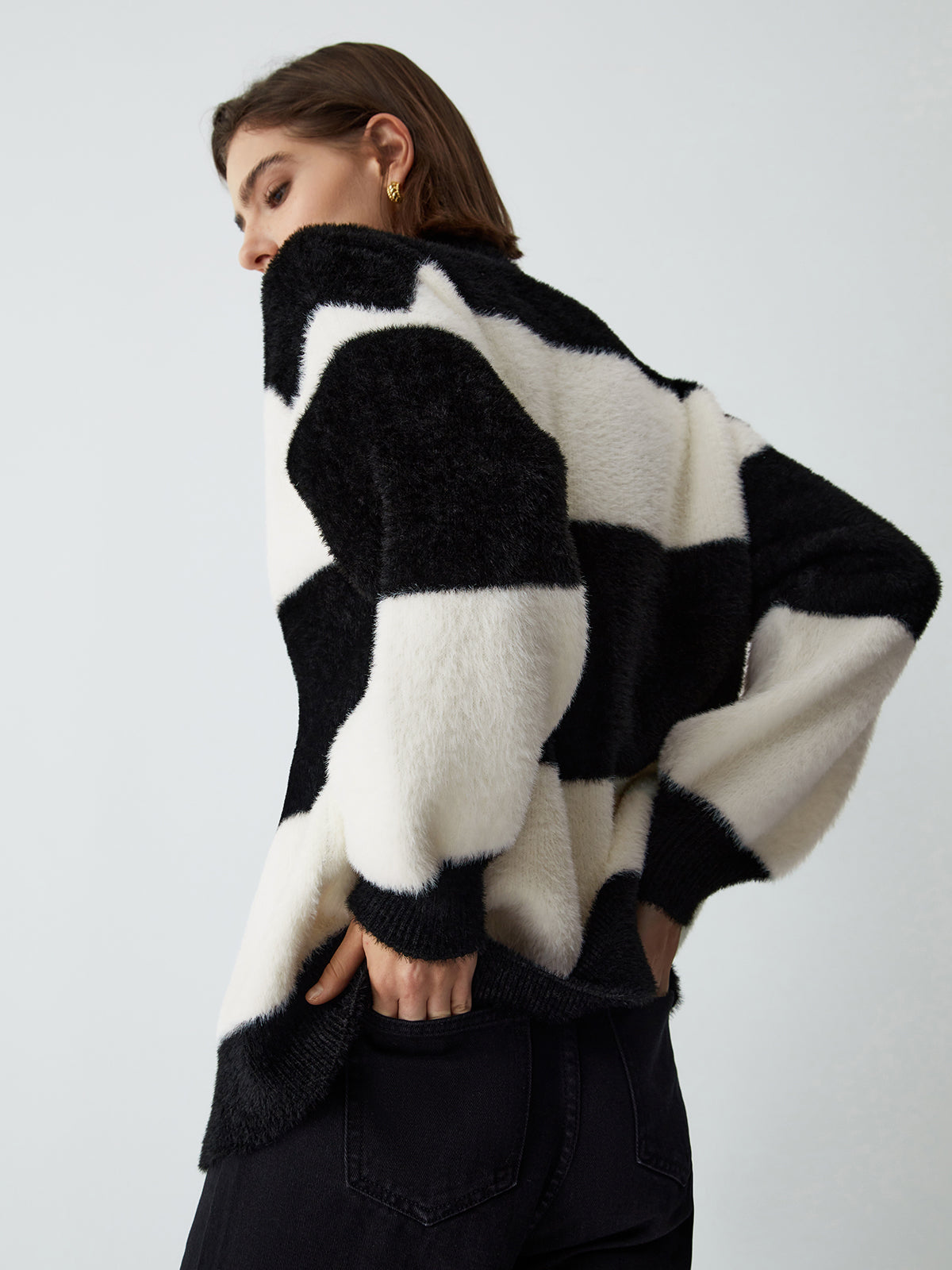 First Choice Stripe Fuzzy Cardigan-Chicvia