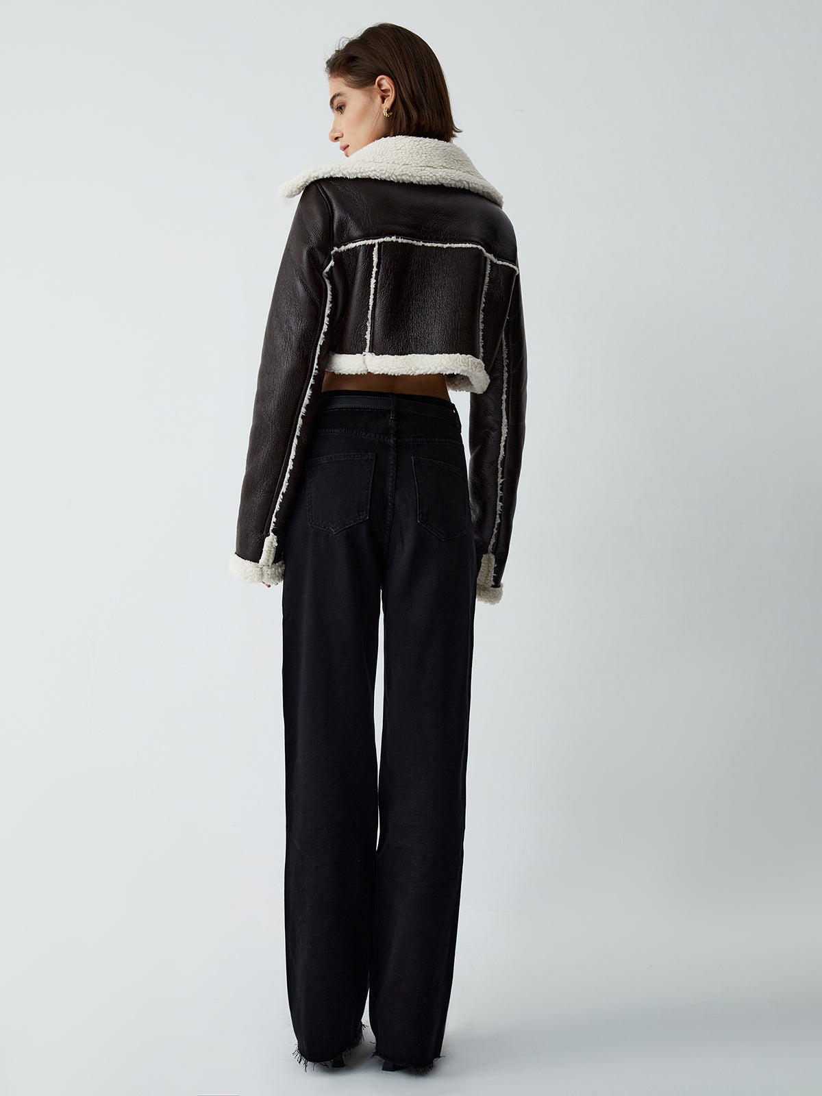 Notable Mentions Sherpa Lined Shearling Leather Flight Jacket-Chicvia