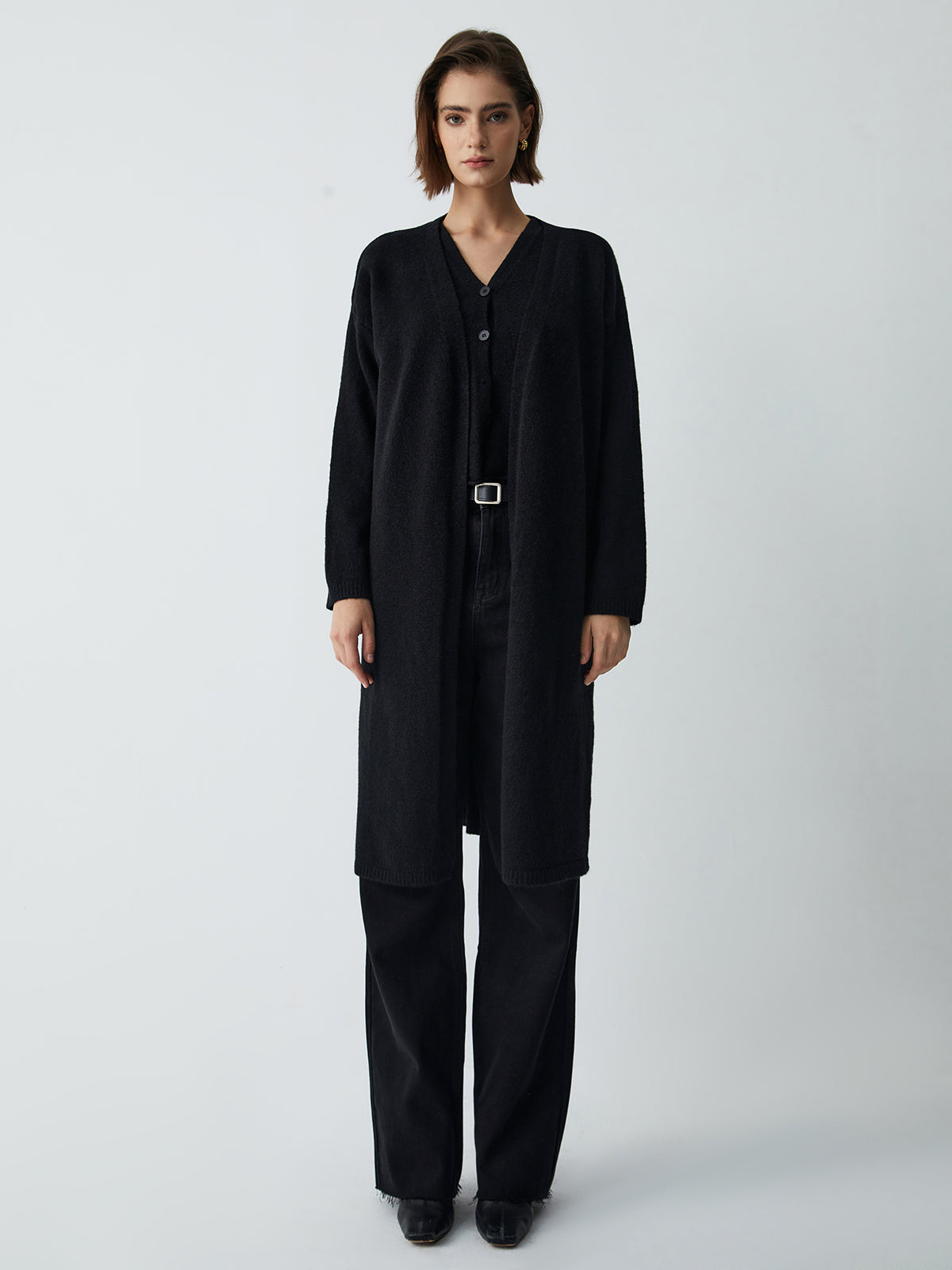 Leisure Long Cardigan With Knit Vest-Chicvia