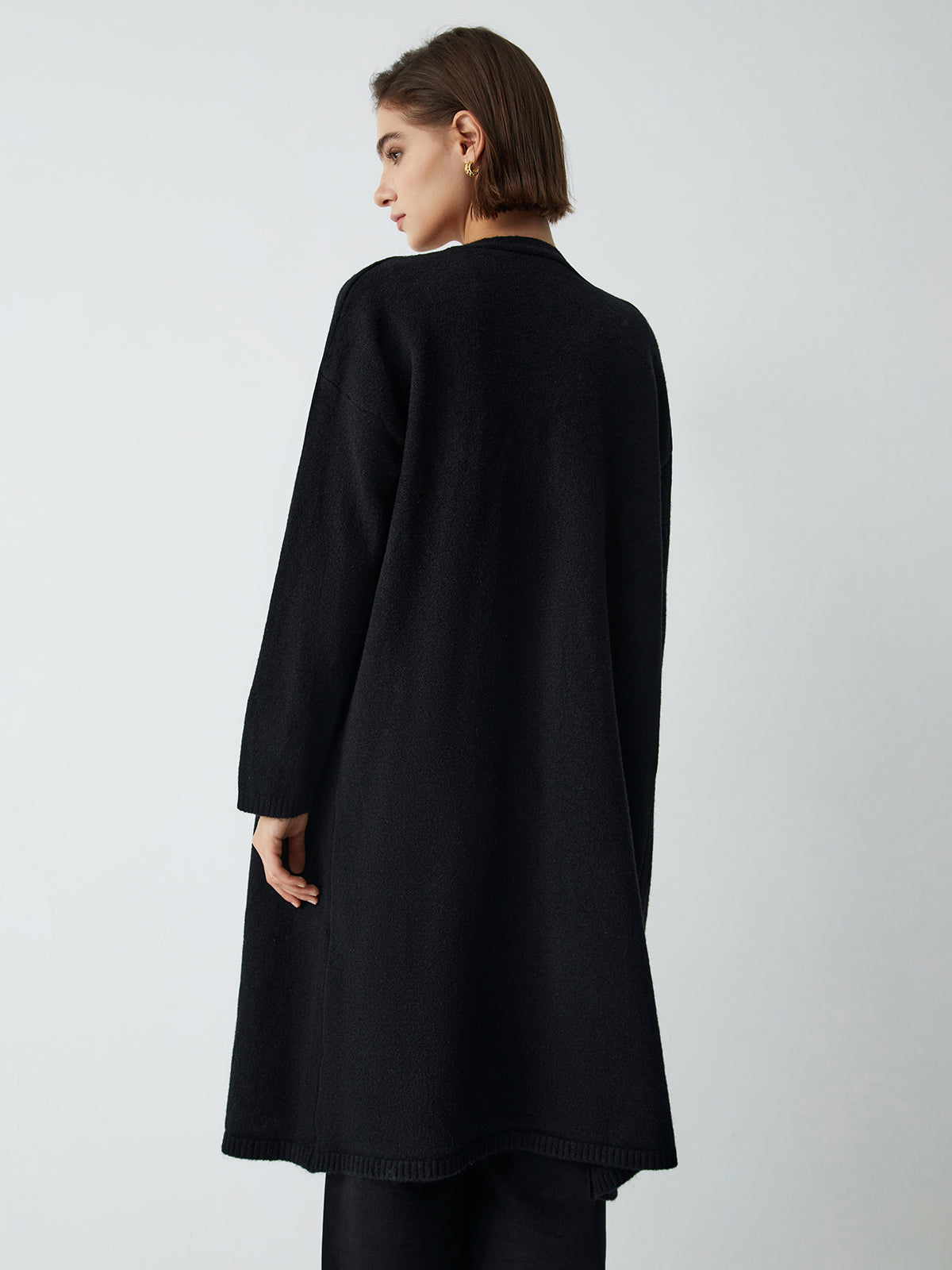 Leisure Long Cardigan With Knit Vest-Chicvia