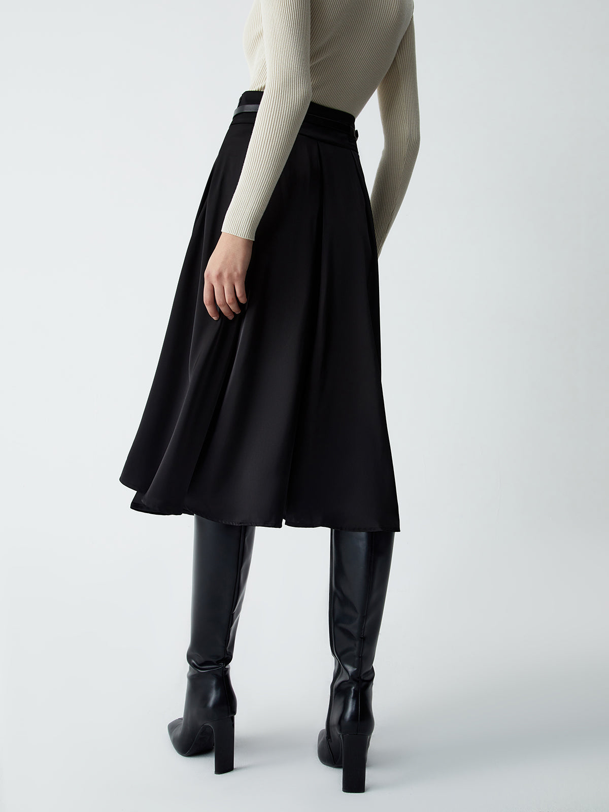 Old Money Aesthetics Belted Skirt-Chicvia