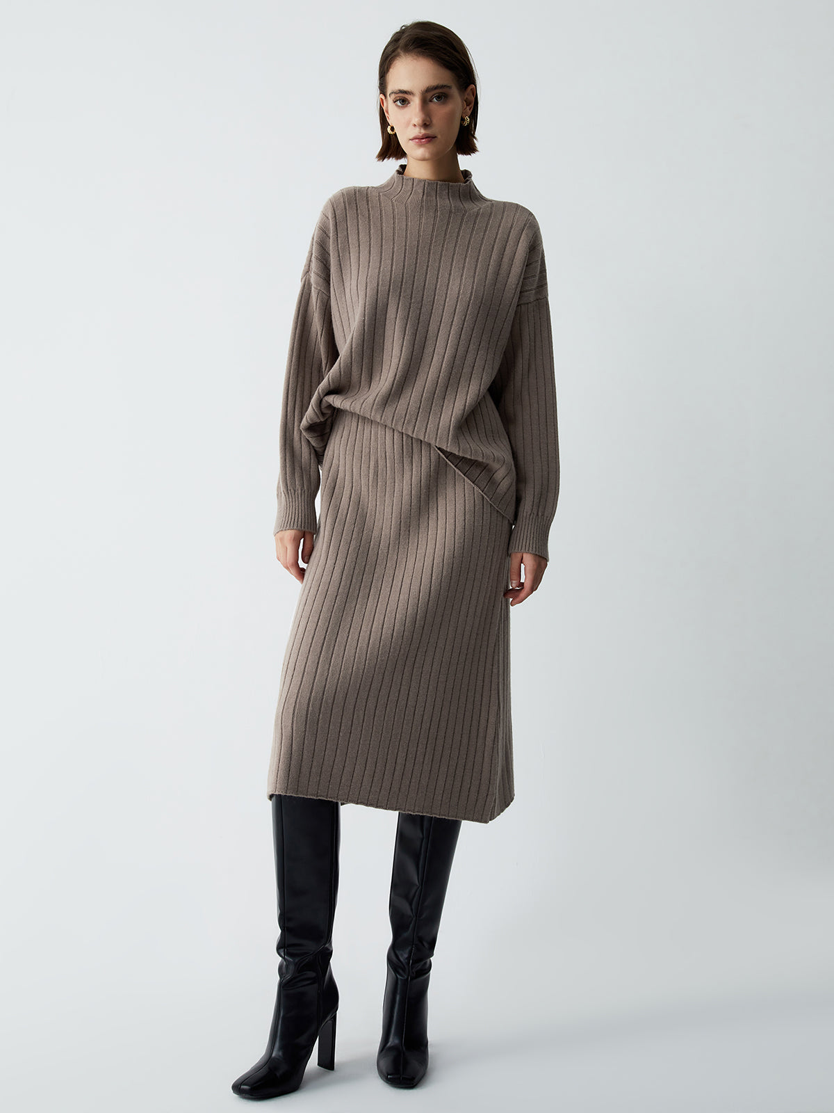 First Choice Two Piece Rib Knit Skirt Set-Chicvia