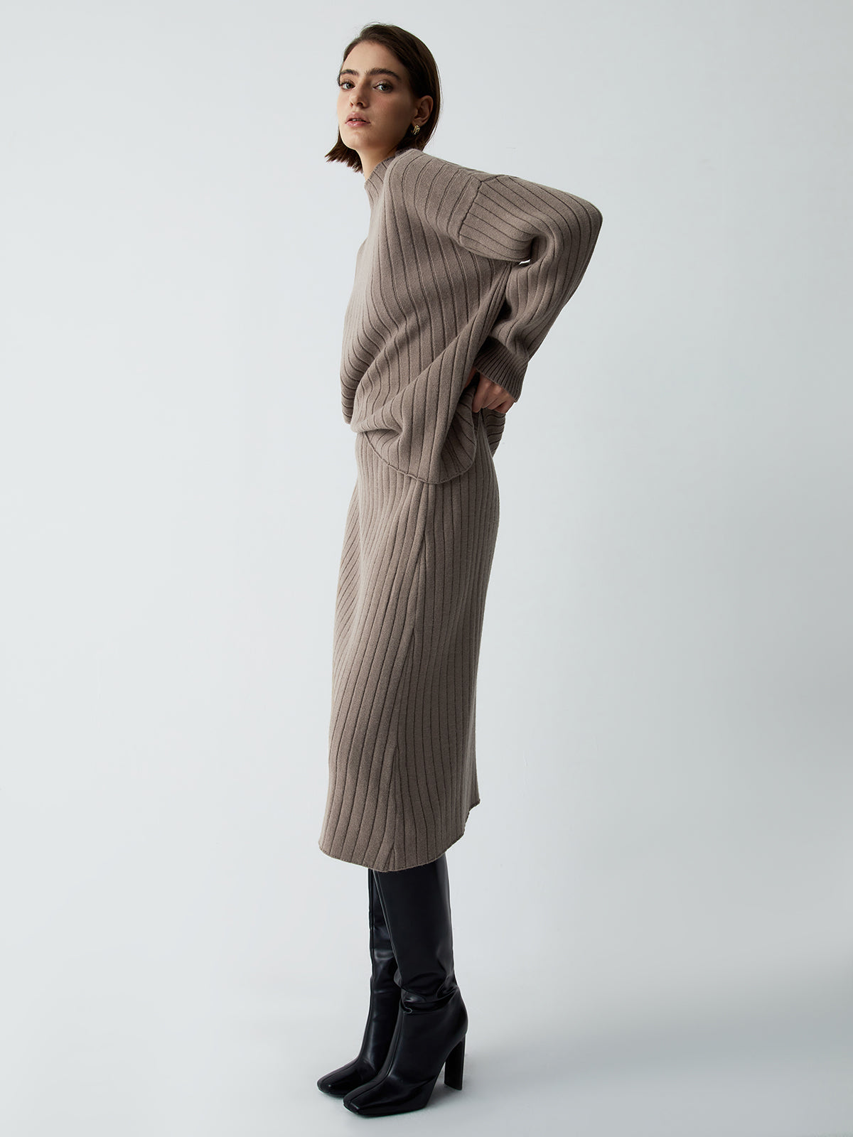 First Choice Two Piece Rib Knit Skirt Set-Chicvia