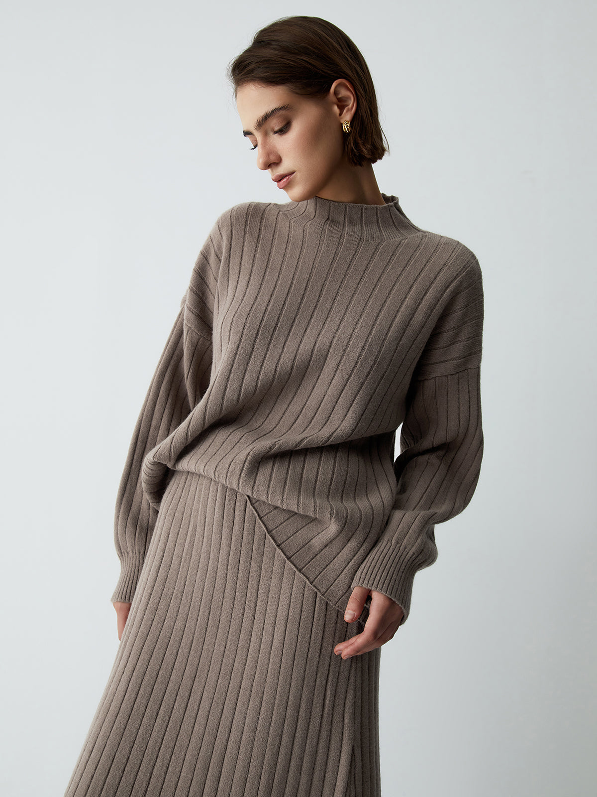 First Choice Two Piece Rib Knit Skirt Set-Chicvia