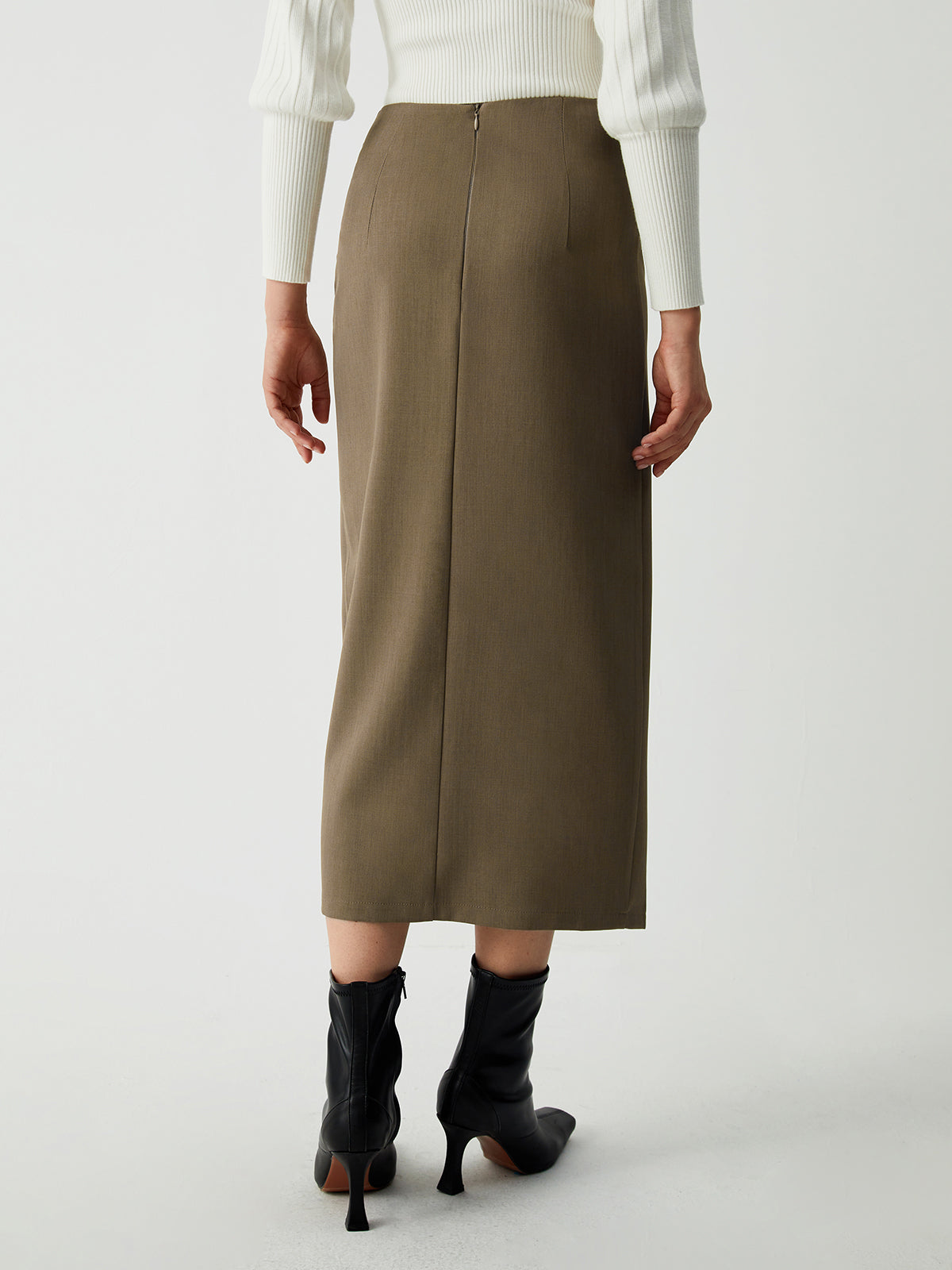Maple Wrap Slit Midi Skirt-Chicvia
