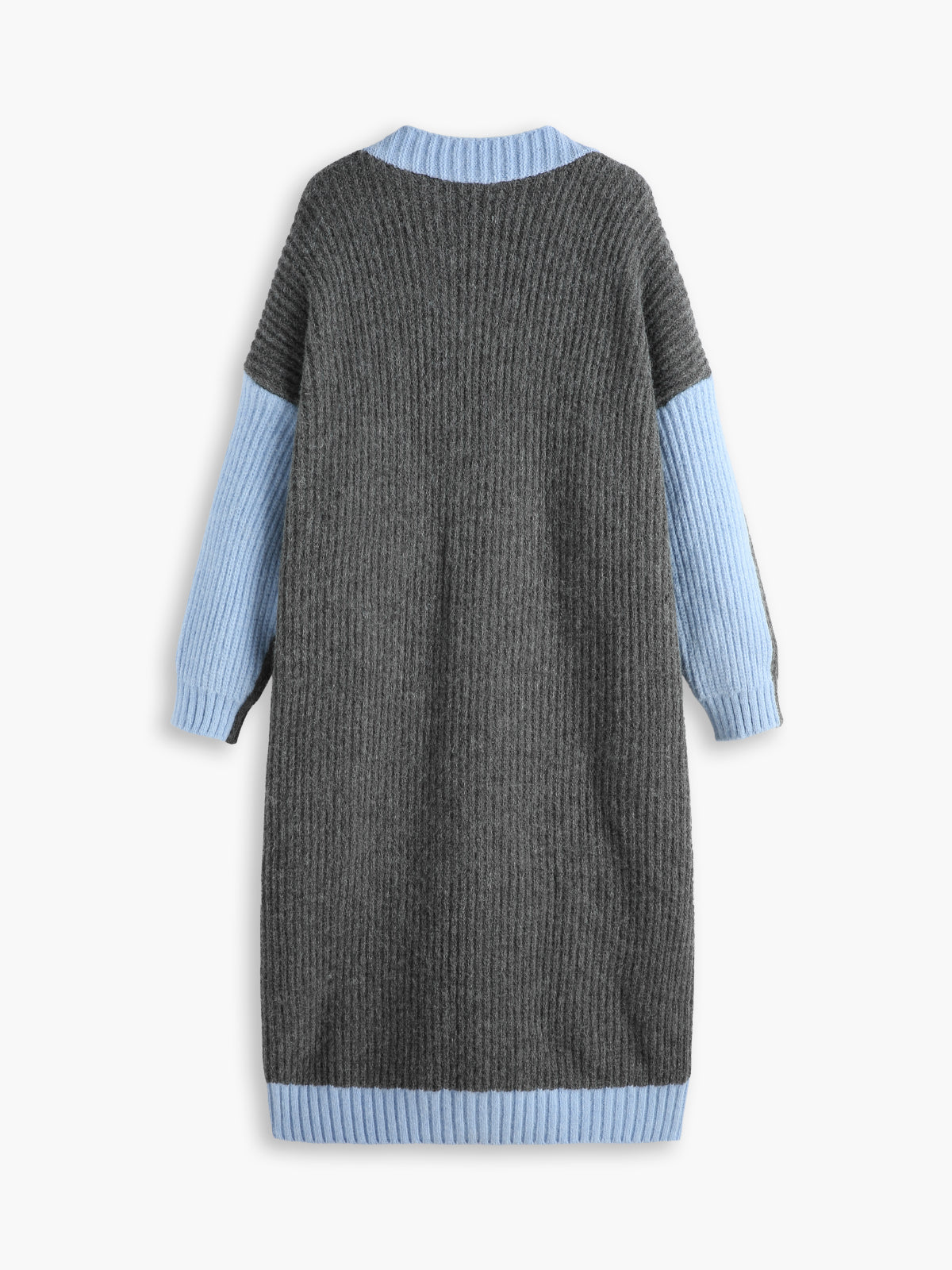 Oversized Colorblock Longline Cardigan-Chicvia