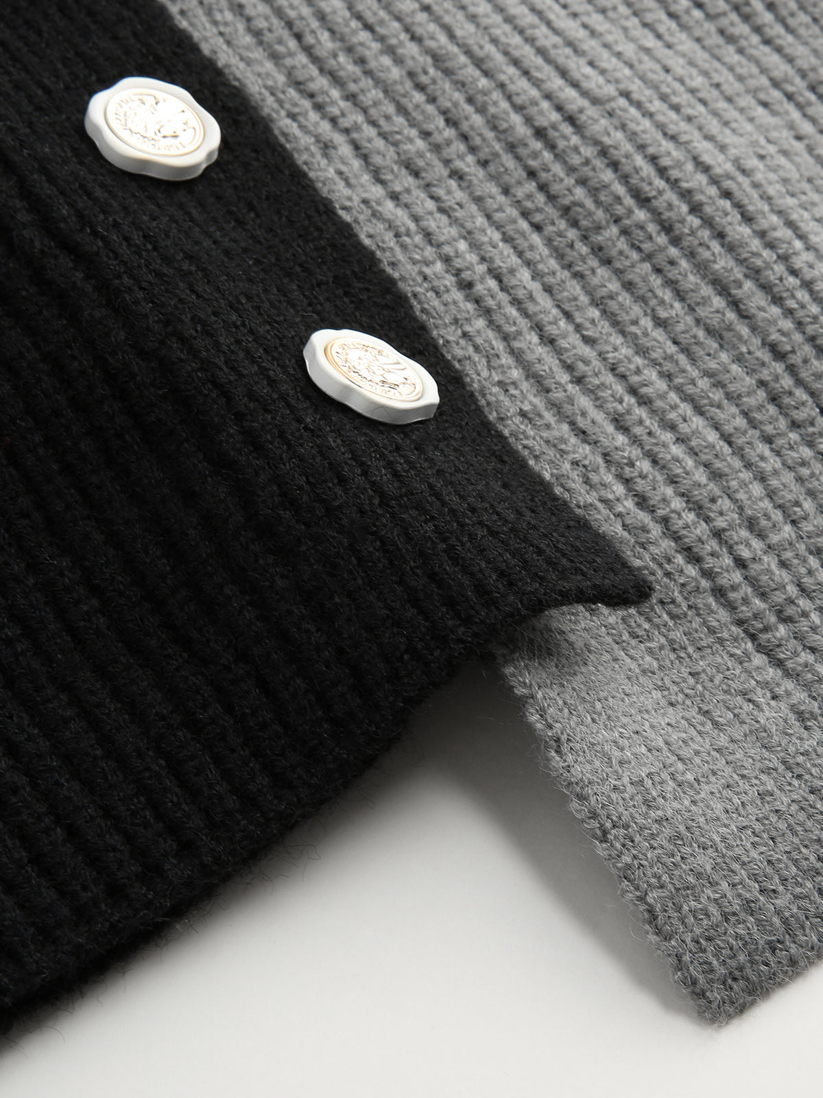 Patchwork Cable Knit Contrast Stitch Cardigan-Chicvia