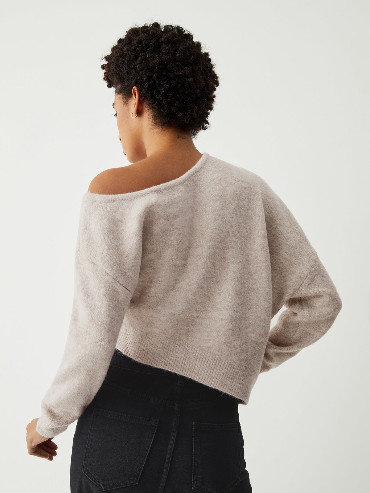 Oatmeal Oblique Hem Sweater-Chicvia