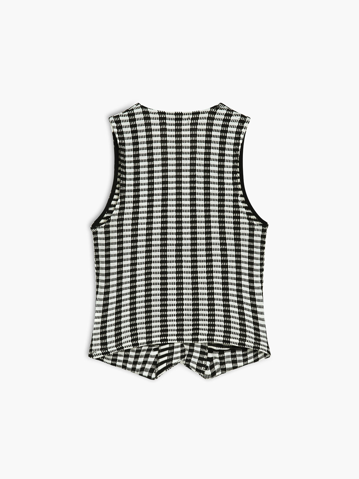 Pinstripe Eyelet Knit Vest-Chicvia